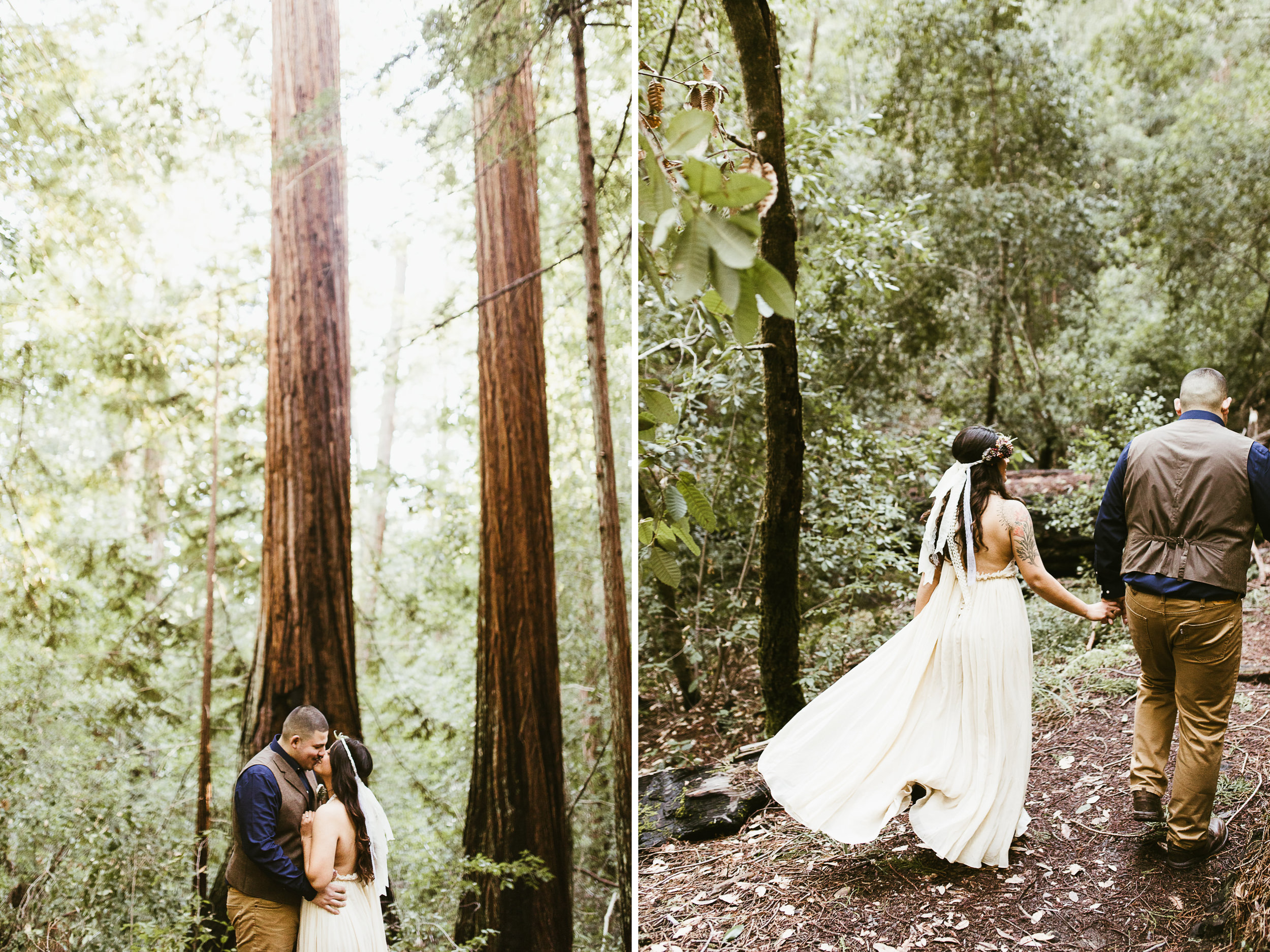 california redwood forest elopement // adventure wedding photographer // boho free people bride // www.abbihearne.com