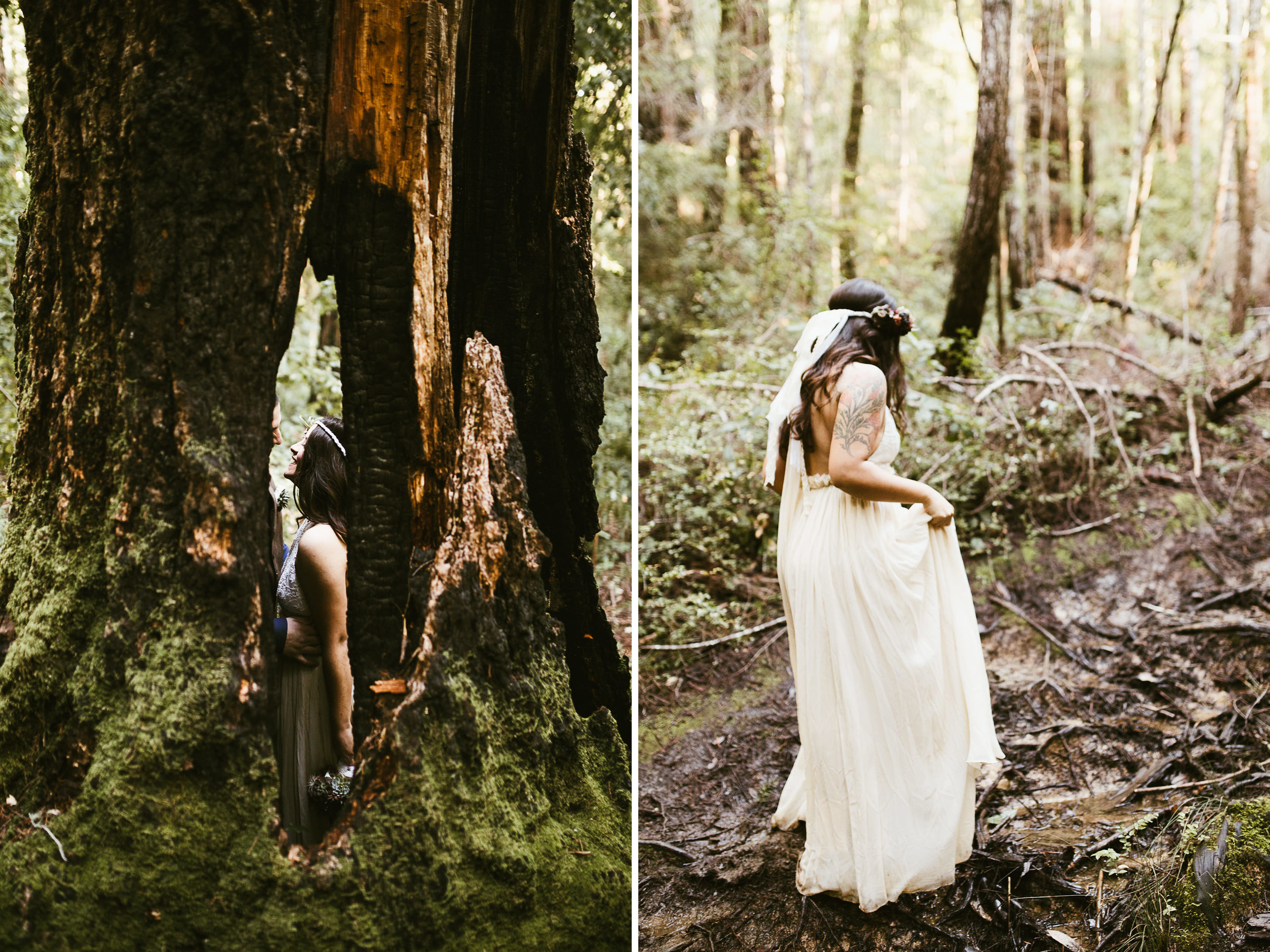 california redwood forest elopement // adventure wedding photographer // boho free people bride // www.abbihearne.com