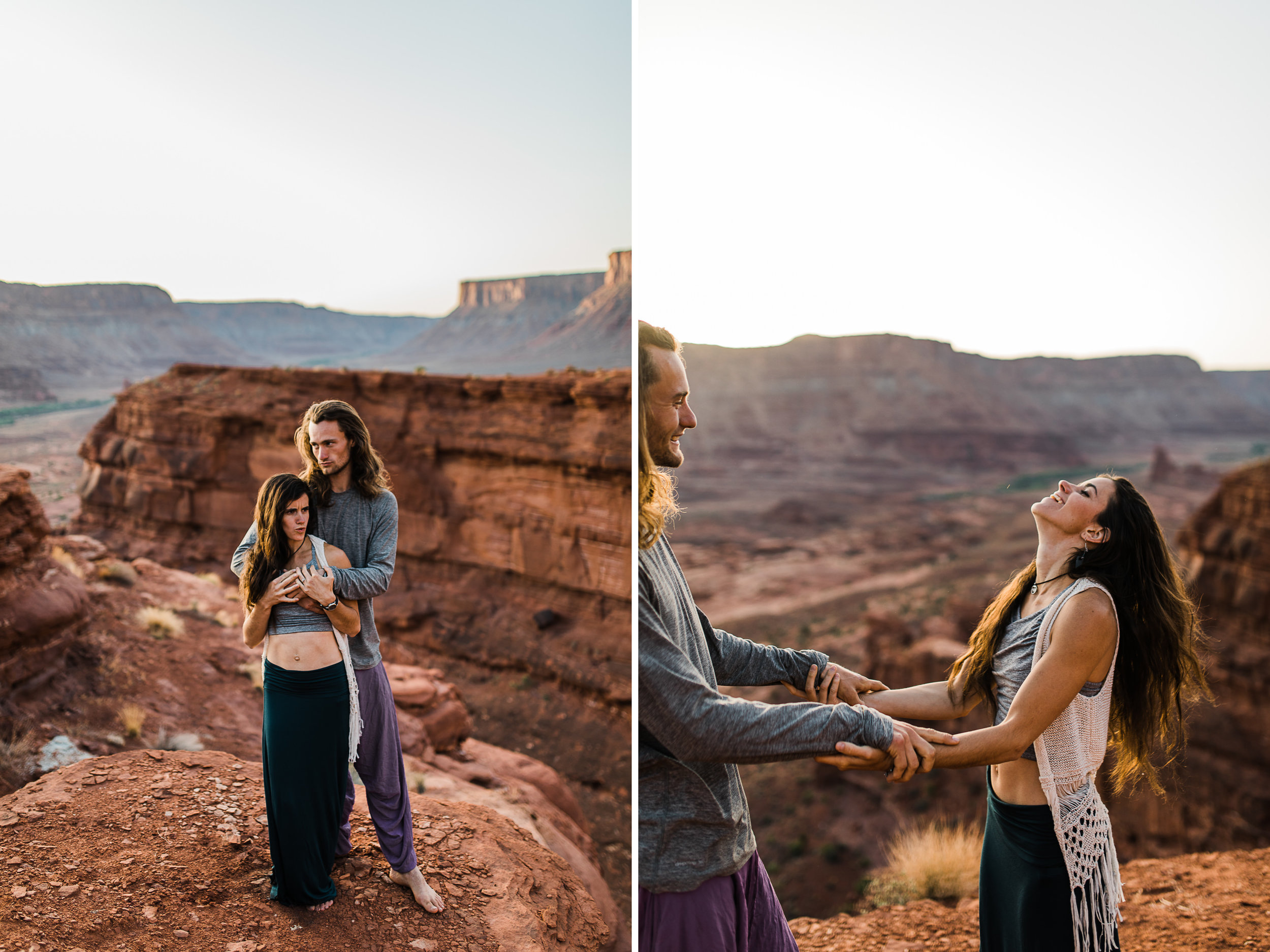 extreme acro-yoga engagement session in moab, utah // desert elopement inspiration // adventure wedding photographers // the hearnes adventure wedding photography // www.thehearnes.com
