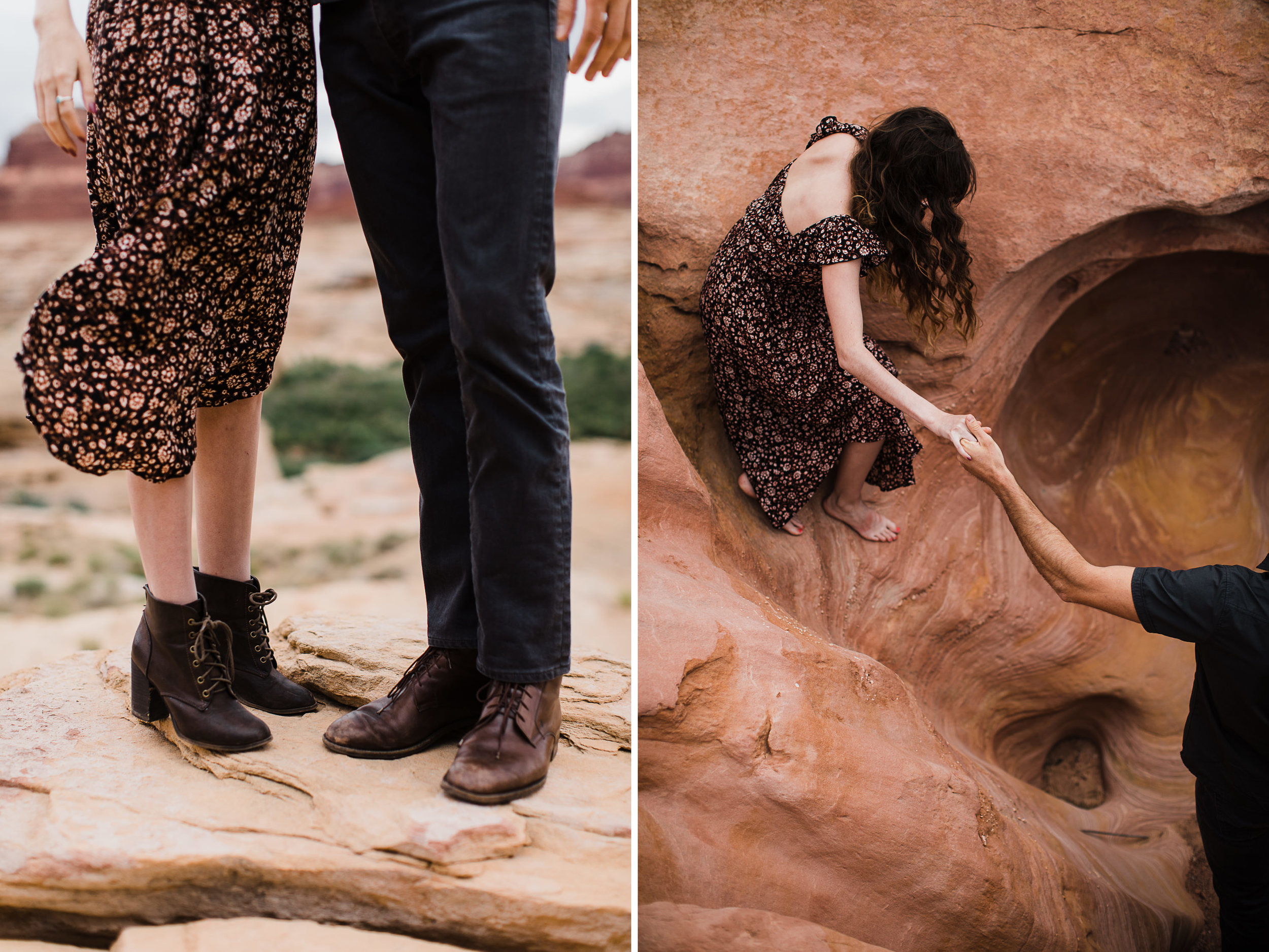 Glen Canyon National Recreation Area | Lake Powell Slot Canyon and Overlook Engagement Session | Utah Adventure Wedding Photographer | www.thehearnes.com