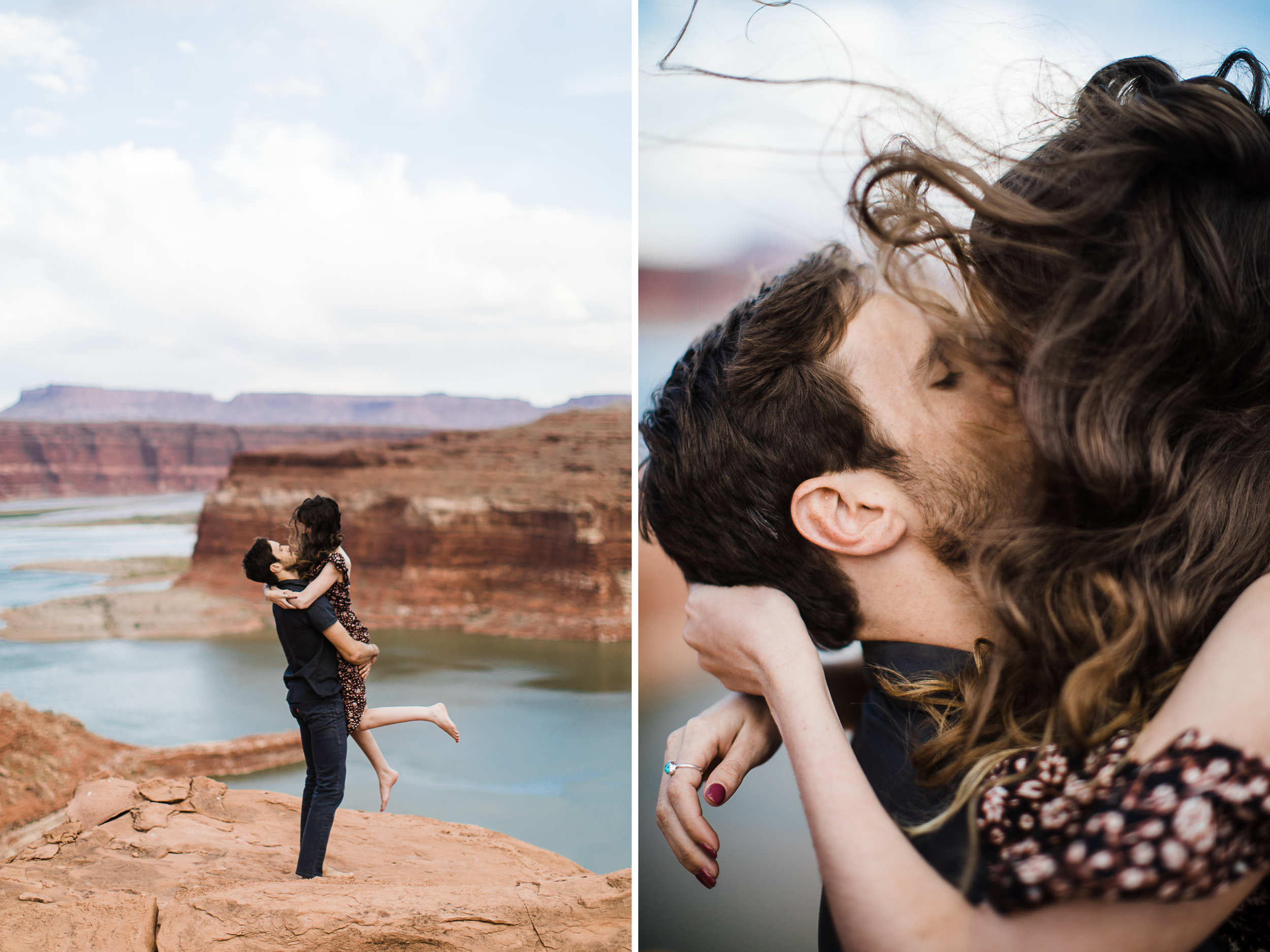 Glen Canyon National Recreation Area | Lake Powell Slot Canyon and Overlook Engagement Session | Utah Adventure Wedding Photographer | www.thehearnes.com