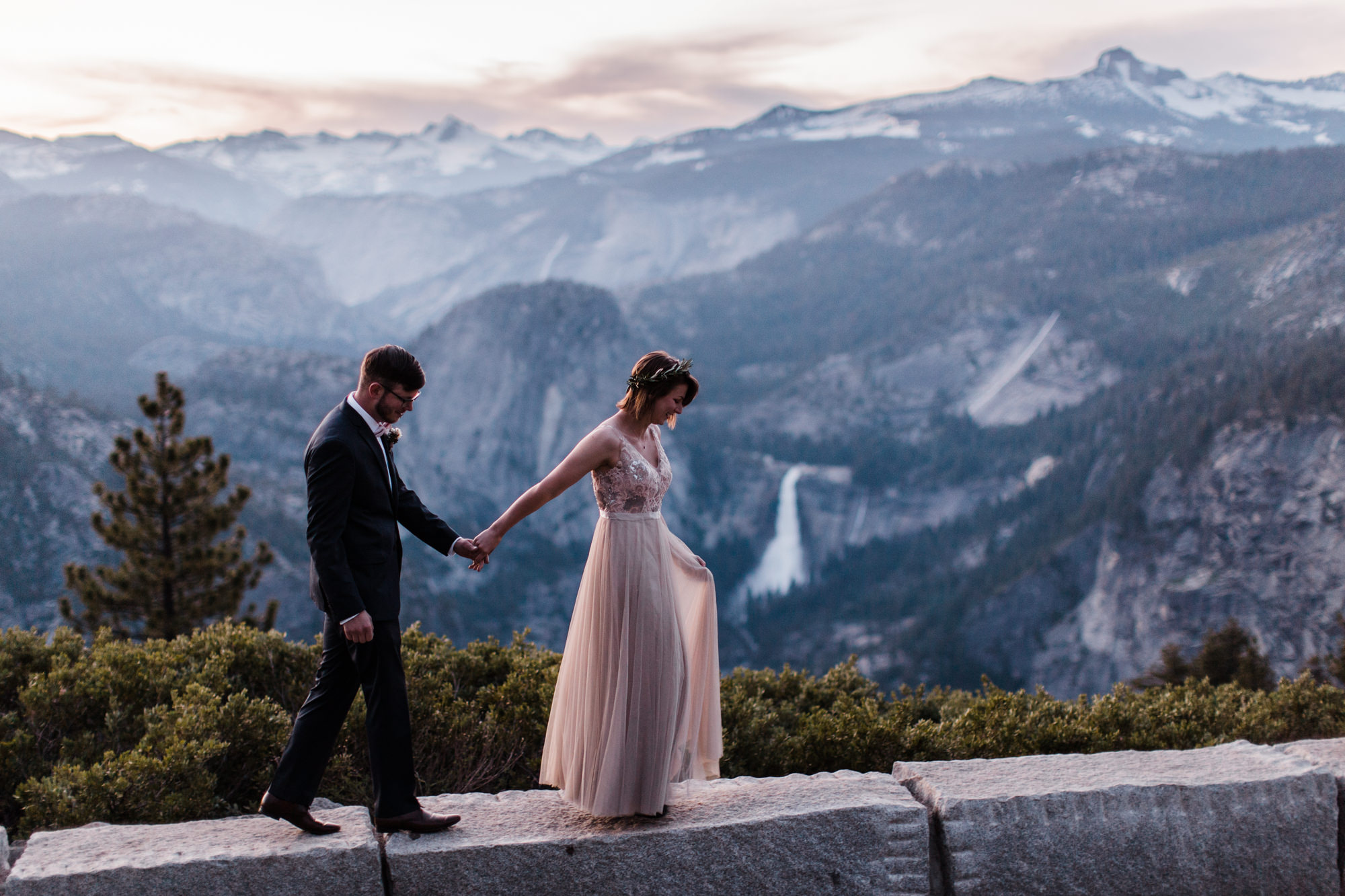 Kristin + Kevin's Yosemite National Park adventure wedding | sunrise first look at glacier point | elopement at taft point | california intimate wedding photographer