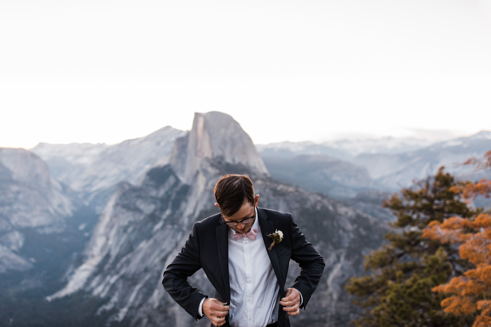 Kristin + Kevin's Yosemite National Park adventure wedding | sunrise first look at glacier point | elopement at taft point | california intimate wedding photographer