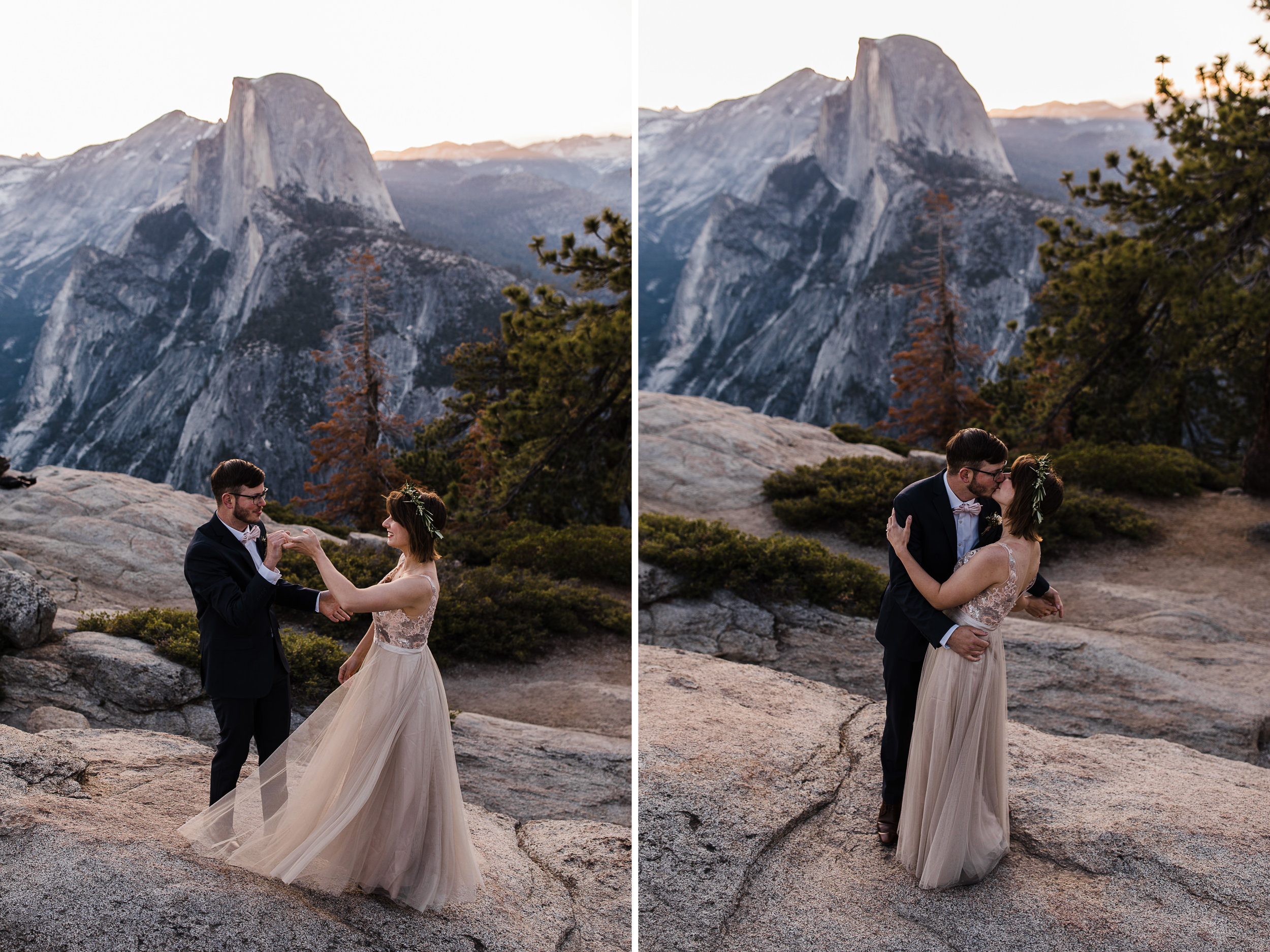 Kristin + Kevin's Yosemite National Park adventure wedding | sunrise first look at glacier point | elopement at taft point | california intimate wedding photographer