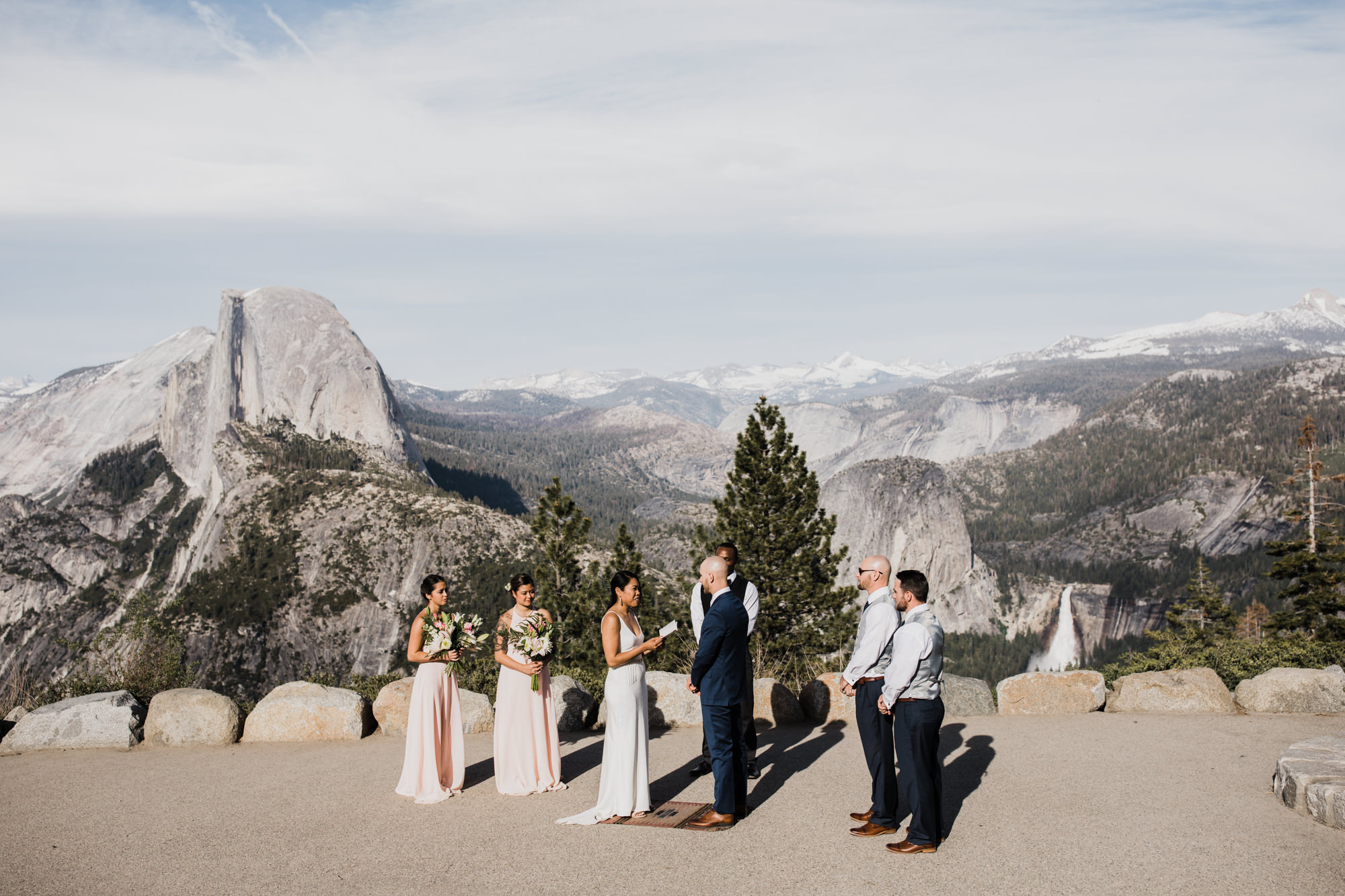 Intimate wedding in Yosemite national park | Glacier Point First look | Portraits at Taft Point | Traveling adventure elopement photographer