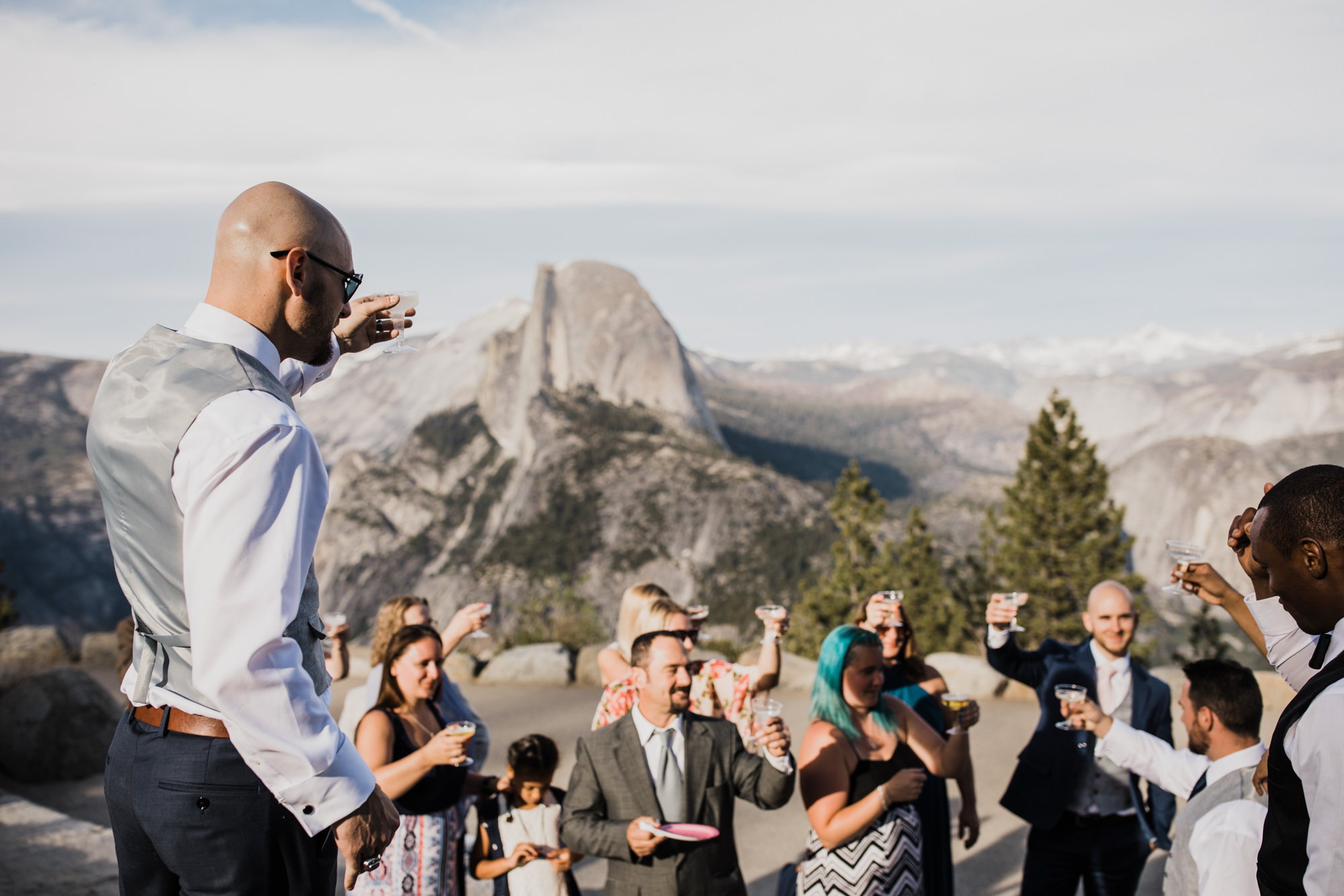 Intimate wedding in Yosemite national park | Glacier Point First look | Portraits at Taft Point | Traveling adventure elopement photographer