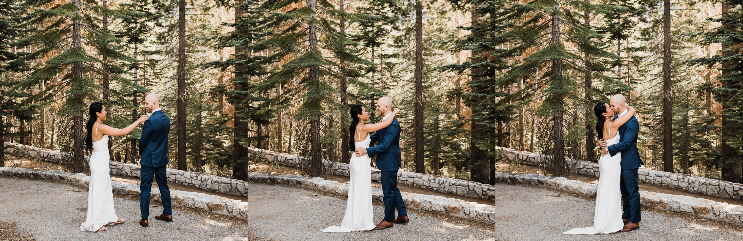 Intimate wedding in Yosemite national park | Glacier Point First look | Portraits at Taft Point | Traveling adventure elopement photographer