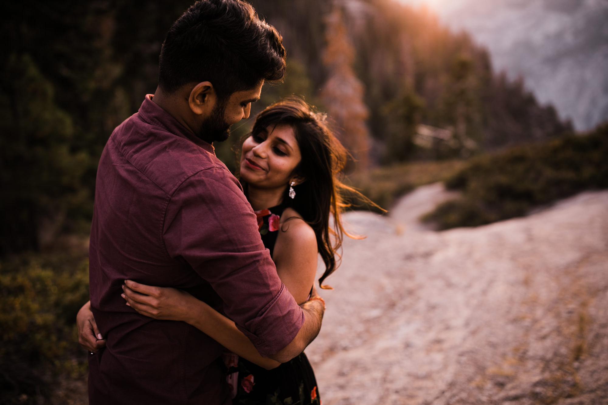 dreema + jay's adventurous engagement session + surprise proposal | yosemite valley + glacier point, yosemite national park | destination elopement photographer | www.thehearnes.com