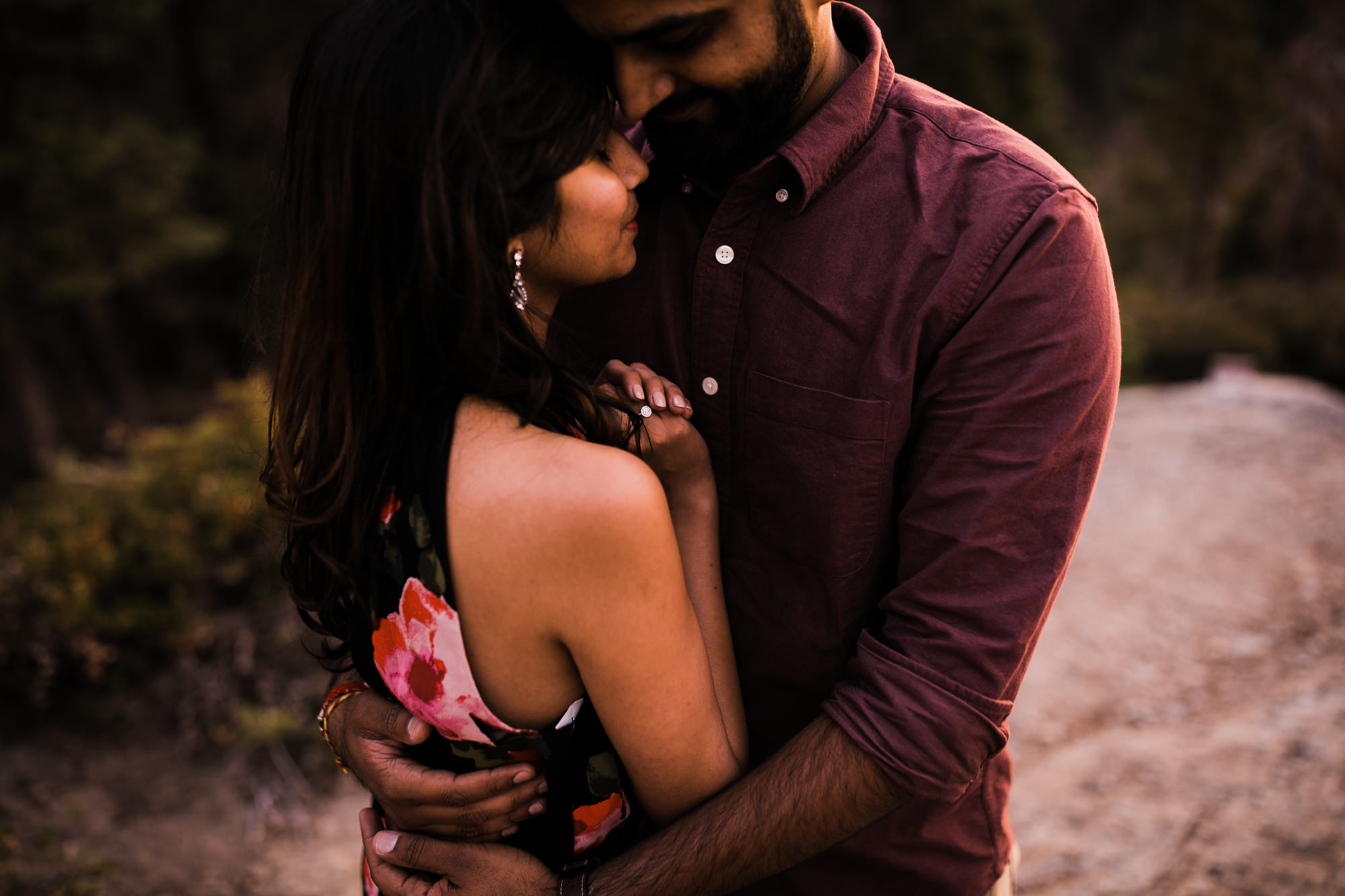 dreema + jay's adventurous engagement session + surprise proposal | yosemite valley + glacier point, yosemite national park | destination elopement photographer | www.thehearnes.com