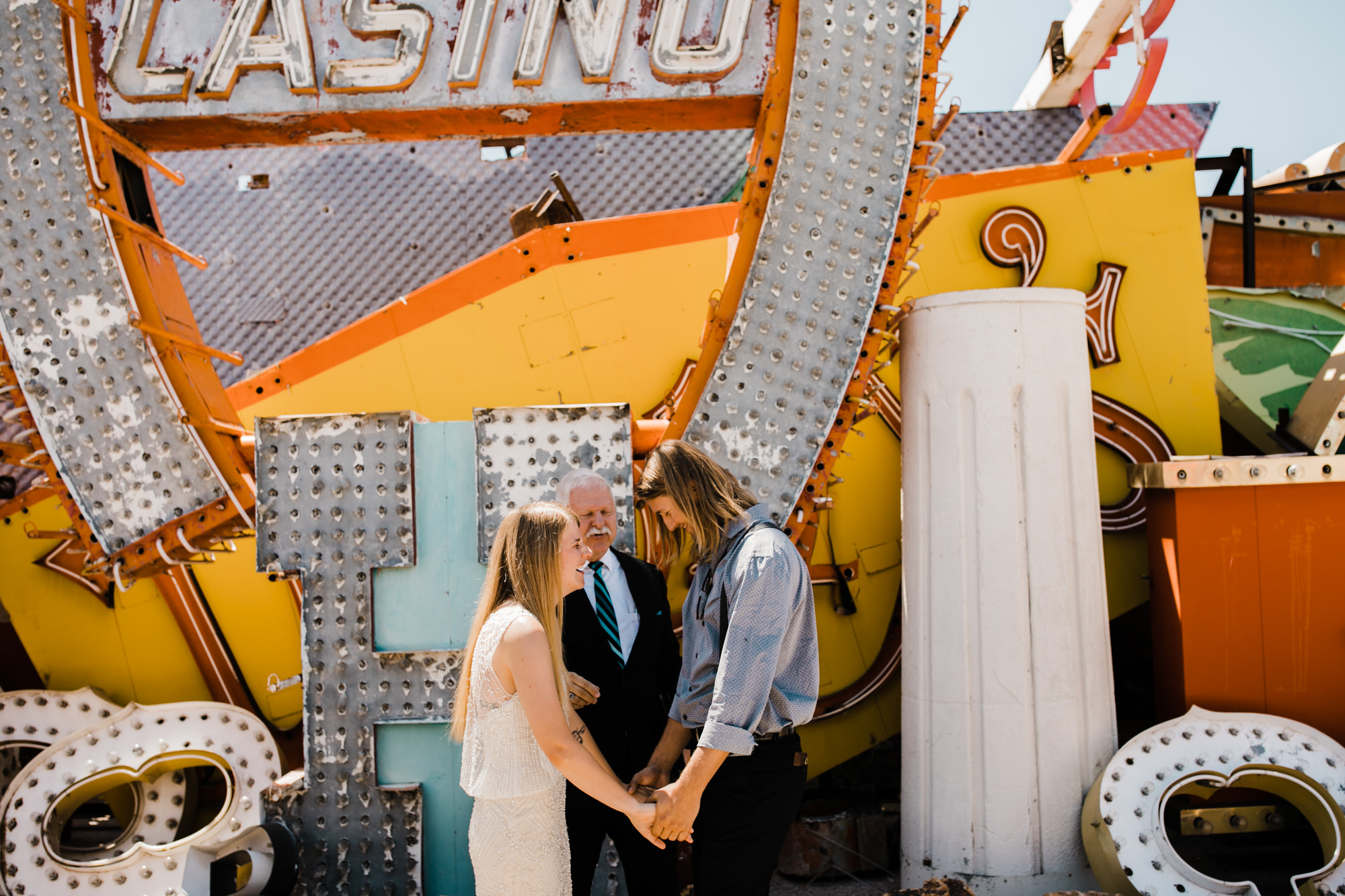 megan + zach's las vegas elopement at the neon museum | sunset wedding portraits at zion national park | utah adventure wedding photographer | the hearnes adventure photography | www.thehearnes.com