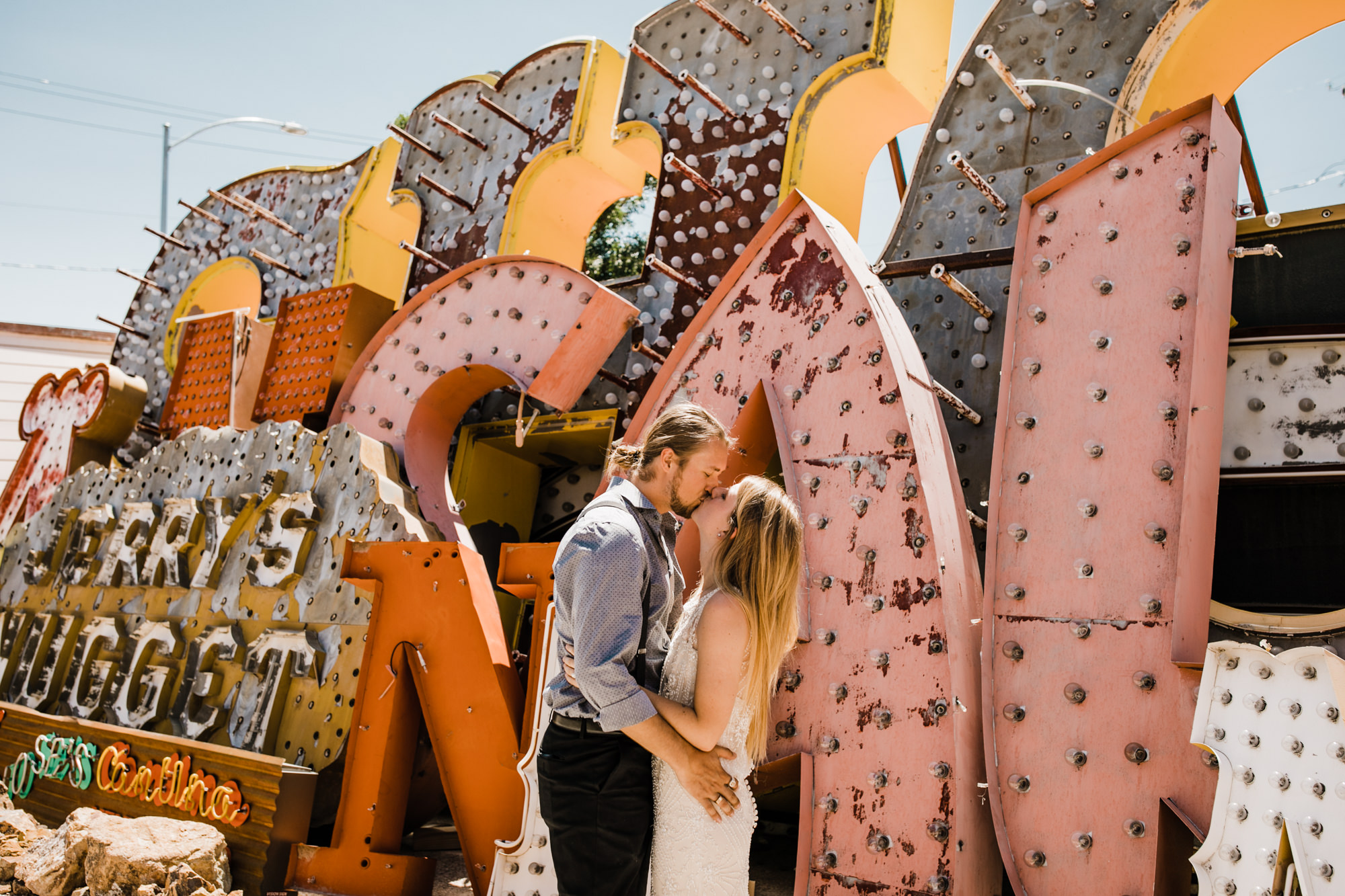 megan + zach's las vegas elopement at the neon museum | sunset wedding portraits at zion national park | utah adventure wedding photographer | the hearnes adventure photography | www.thehearnes.com