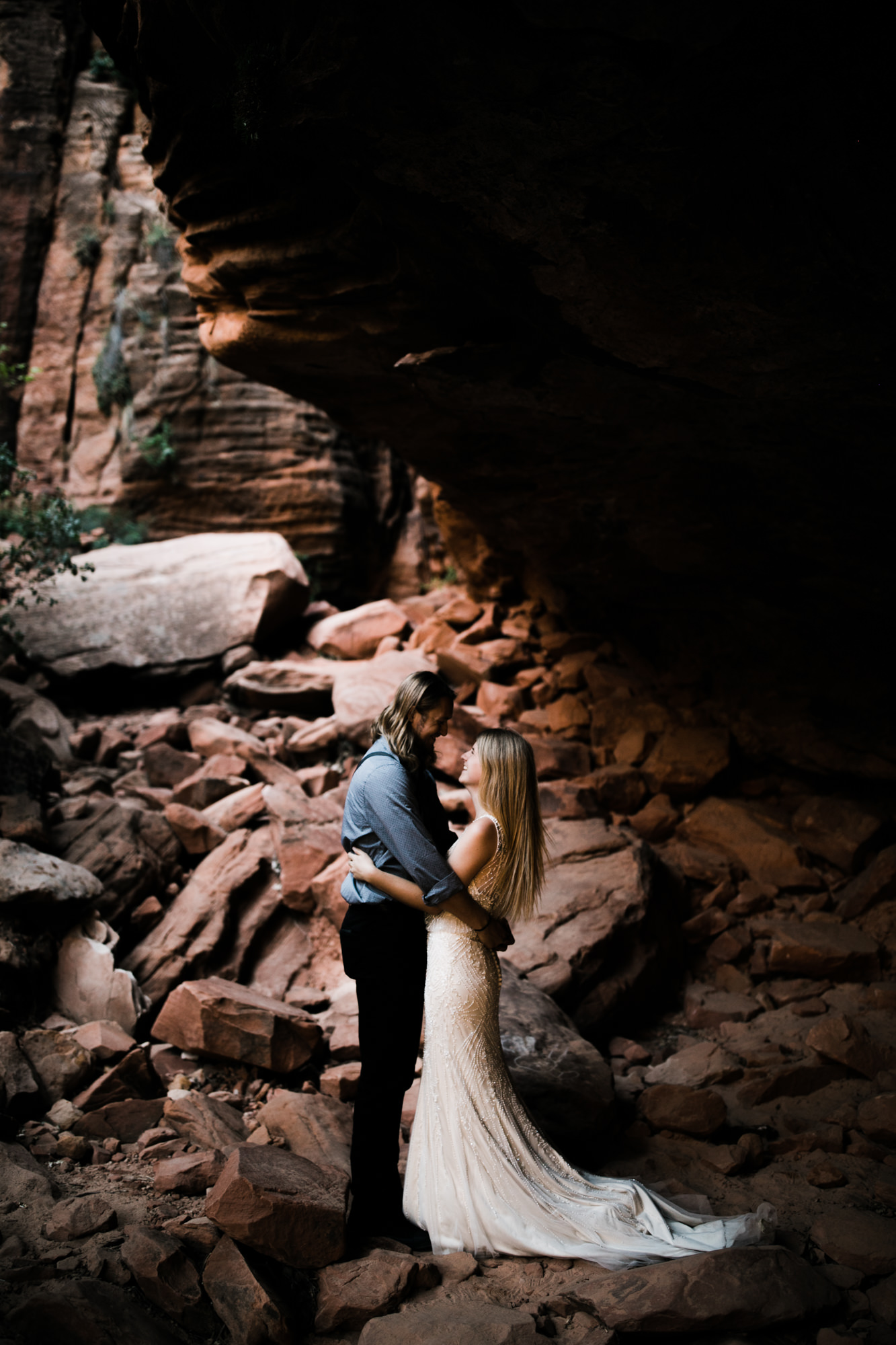 las vegas elopement at the neon museum | bhldn bride | sunset wedding portraits at zion national park | utah adventure wedding photographer | the hearnes adventure photography | www.thehearnes.com