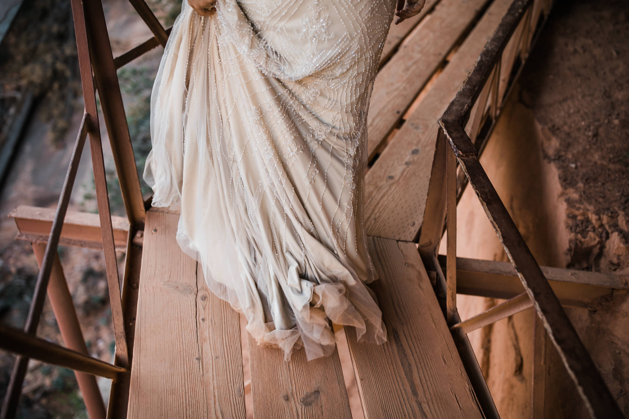 las vegas elopement at the neon museum | bhldn bride | sunset wedding portraits at zion national park | utah adventure wedding photographer | the hearnes adventure photography | www.thehearnes.com