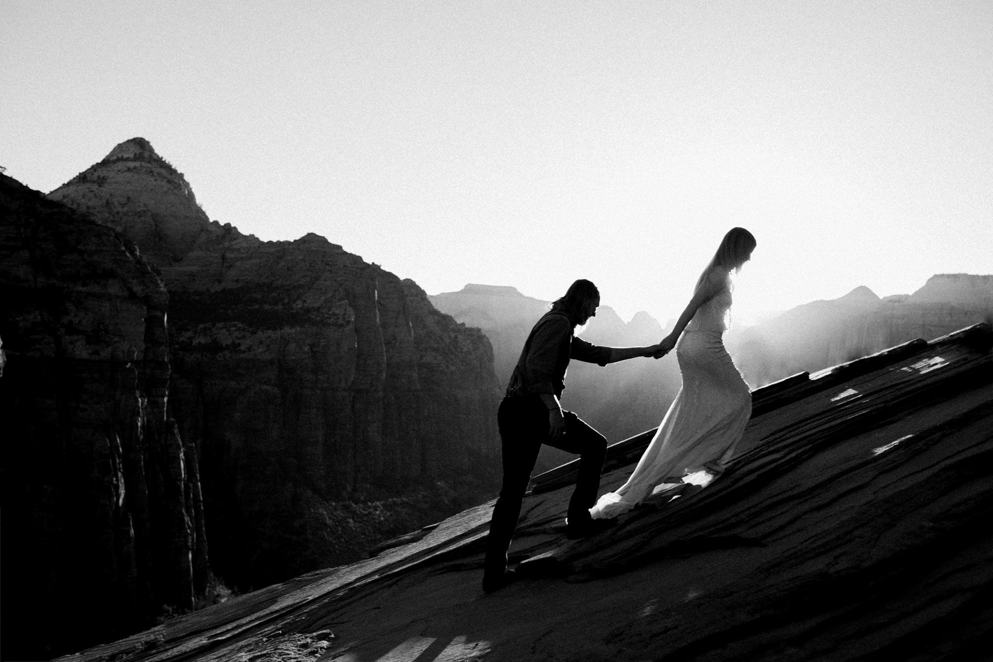 las vegas elopement at the neon museum | bhldn bride | sunset wedding portraits at zion national park | utah adventure wedding photographer | the hearnes adventure photography | www.thehearnes.com