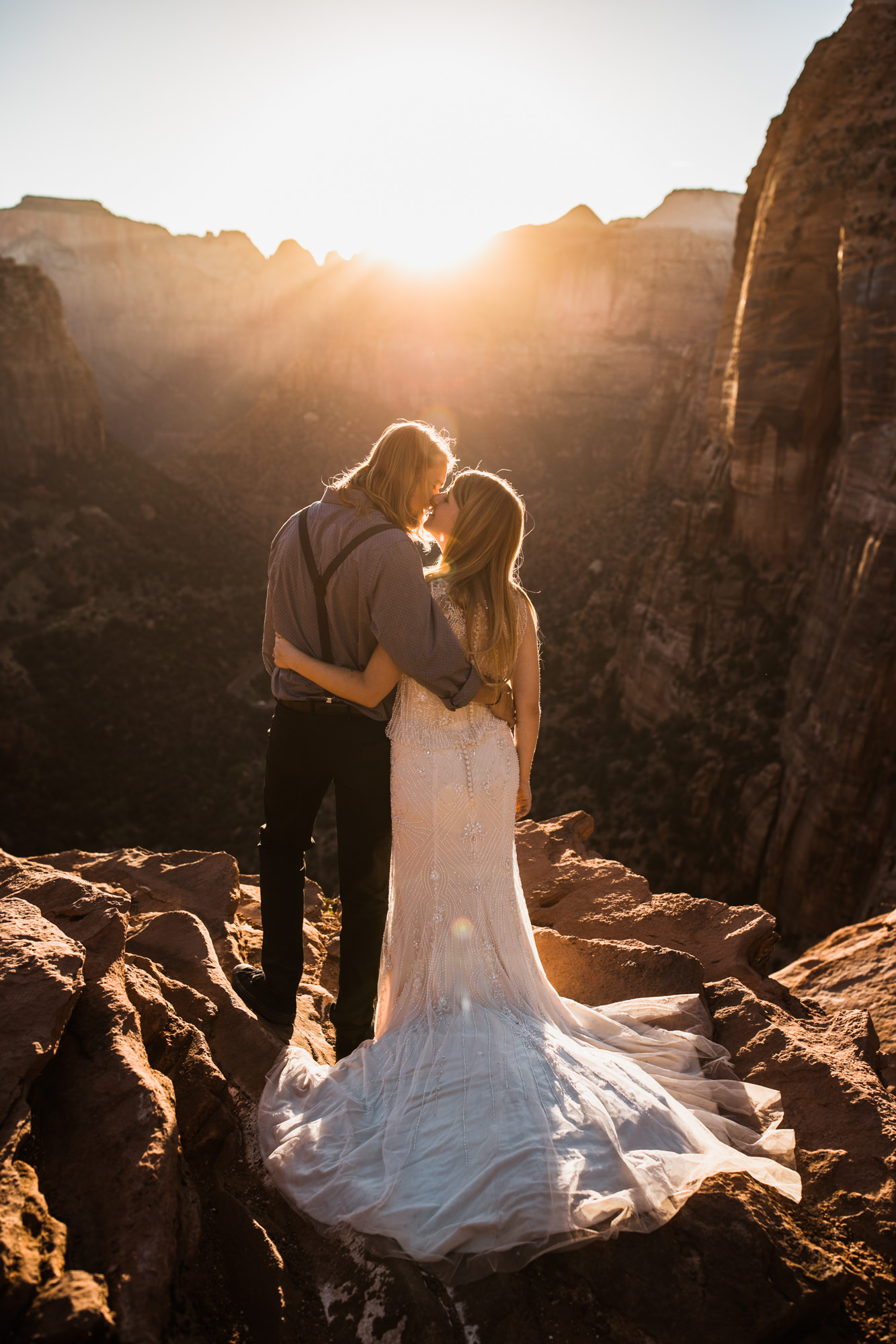 las vegas elopement at the neon museum | bhldn bride | sunset wedding portraits at zion national park | utah adventure wedding photographer | the hearnes adventure photography | www.thehearnes.com