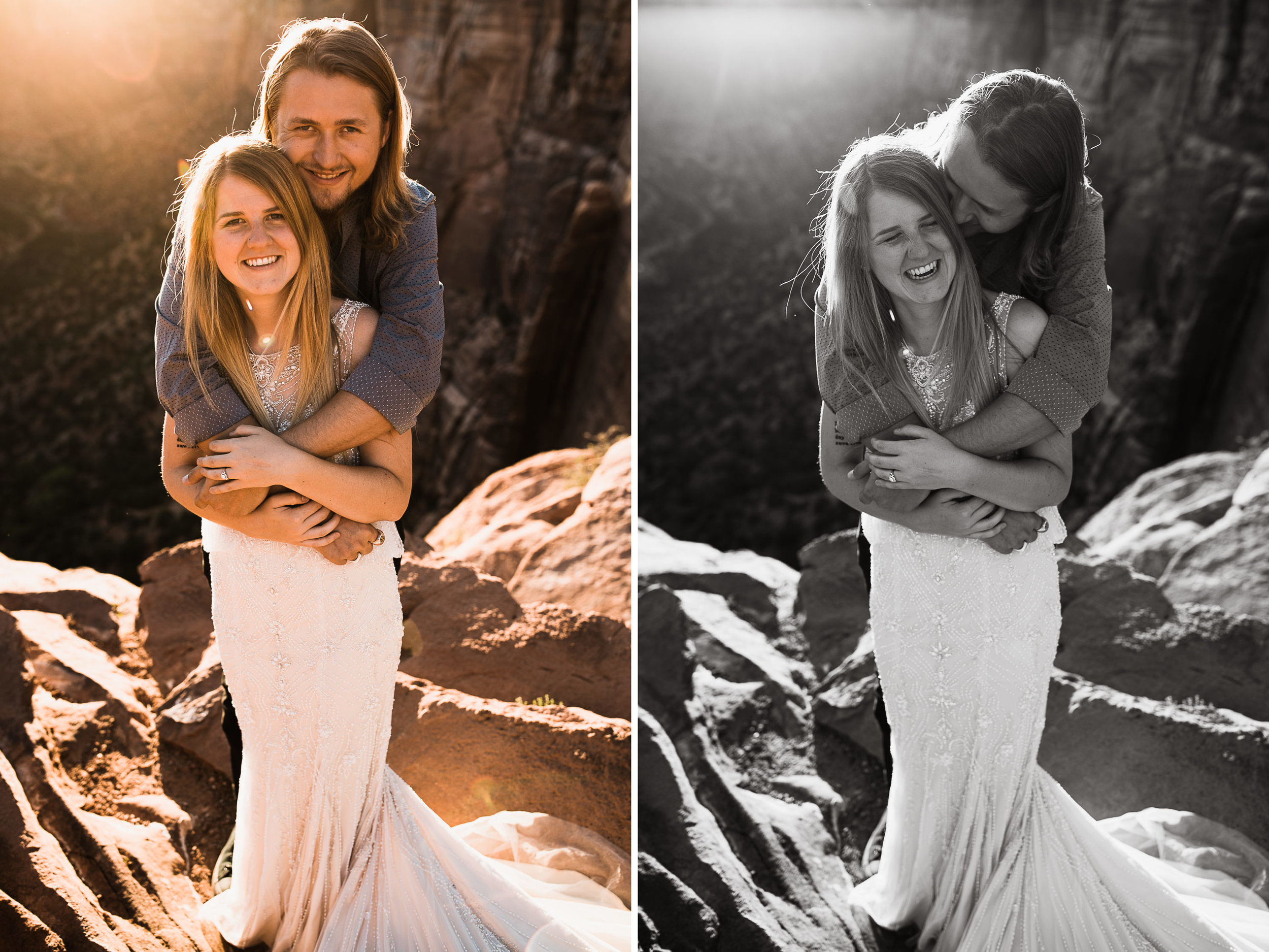 las vegas elopement at the neon museum | bhldn bride | sunset wedding portraits at zion national park | utah adventure wedding photographer | the hearnes adventure photography | www.thehearnes.com