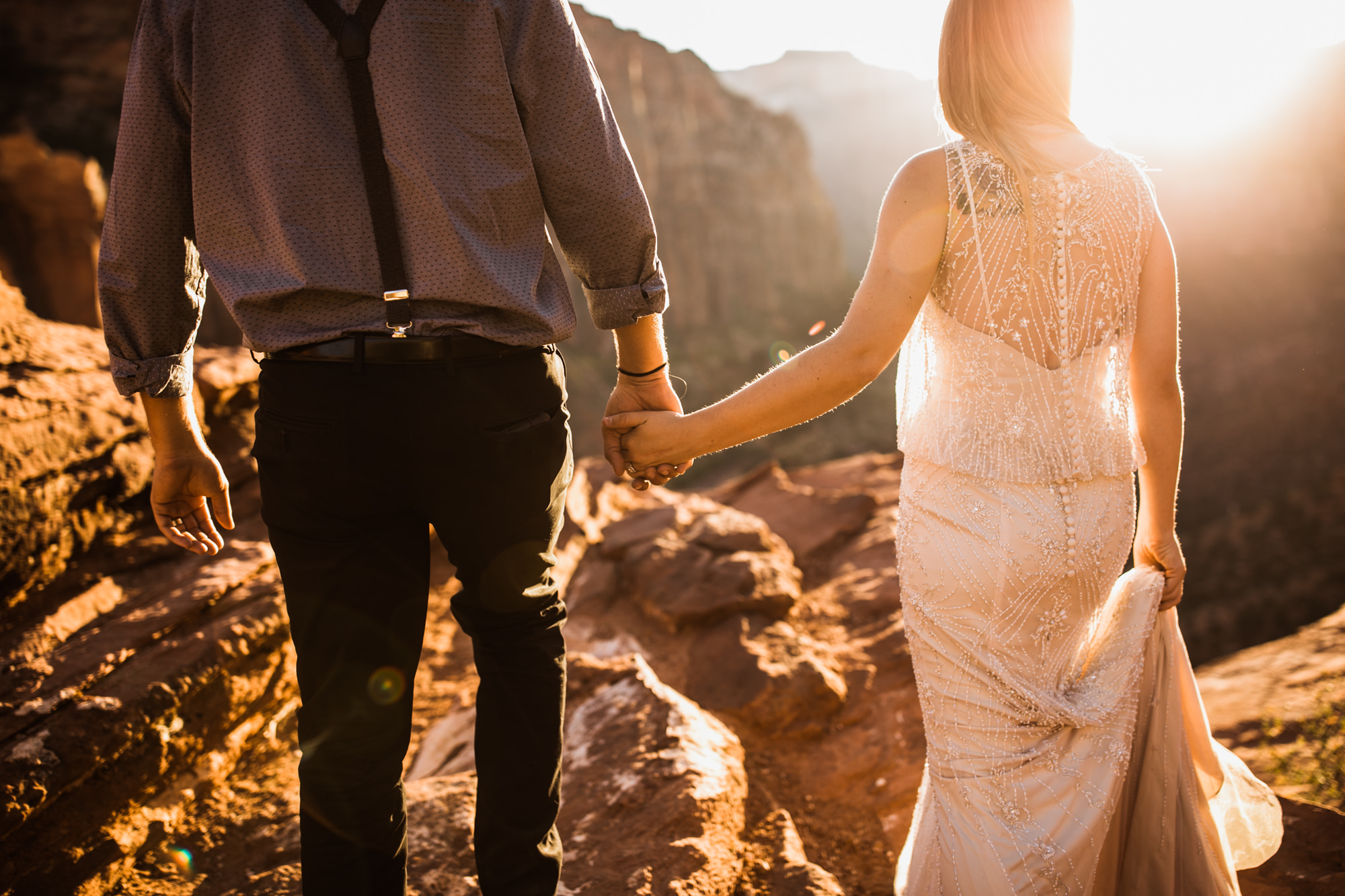 las vegas elopement at the neon museum | bhldn bride | sunset wedding portraits at zion national park | utah adventure wedding photographer | the hearnes adventure photography | www.thehearnes.com