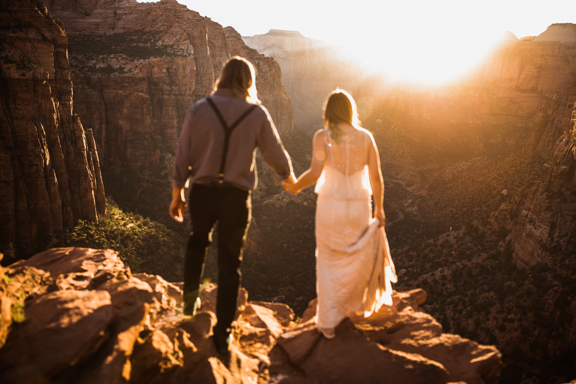 las vegas elopement at the neon museum | bhldn bride | sunset wedding portraits at zion national park | utah adventure wedding photographer | the hearnes adventure photography | www.thehearnes.com