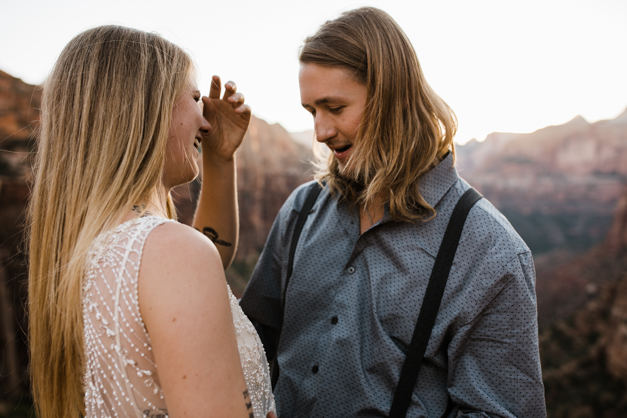 las vegas elopement at the neon museum | bhldn bride | sunset wedding portraits at zion national park | utah adventure wedding photographer | the hearnes adventure photography | www.thehearnes.com