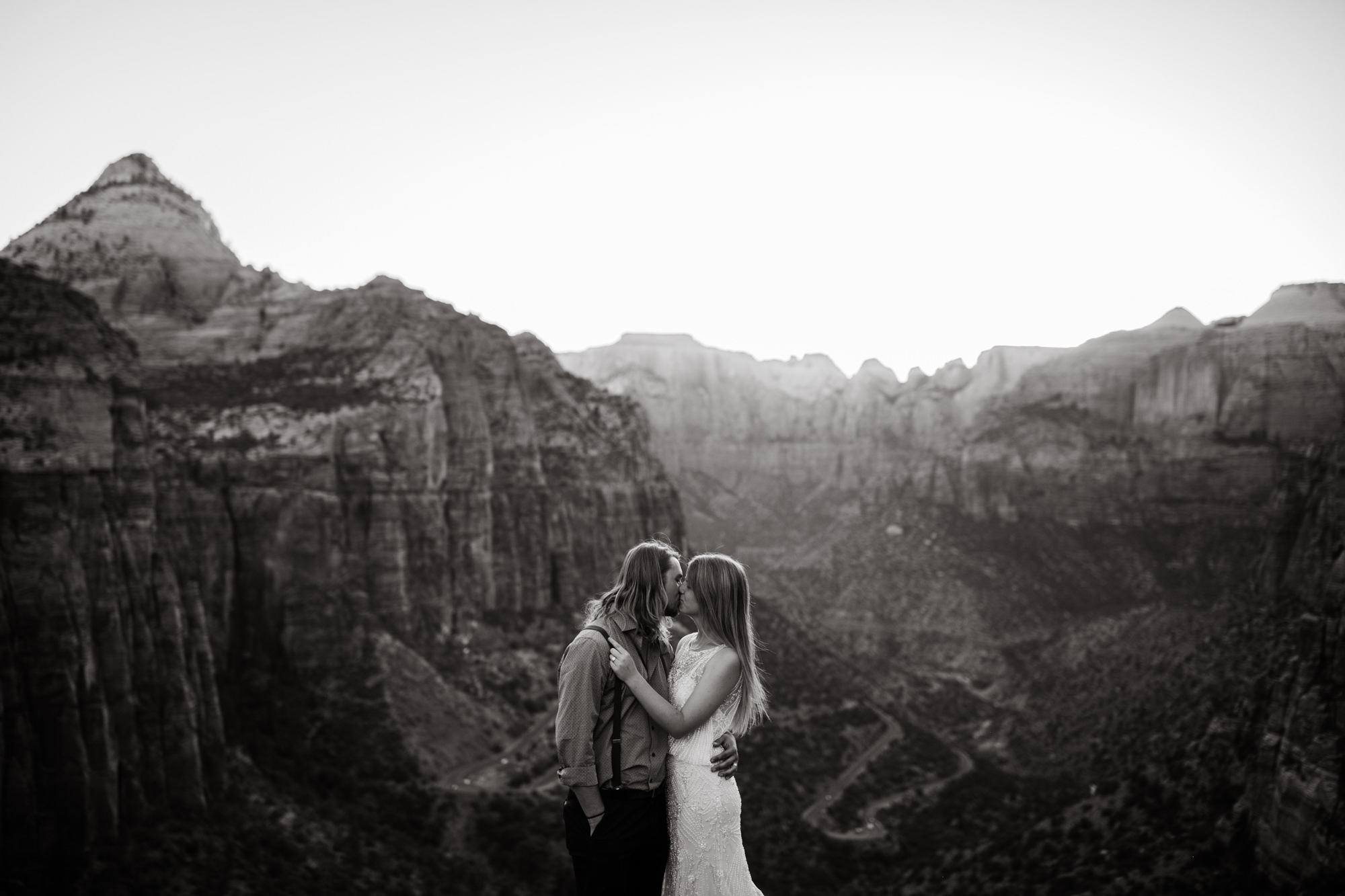 las vegas elopement at the neon museum | bhldn bride | sunset wedding portraits at zion national park | utah adventure wedding photographer | the hearnes adventure photography | www.thehearnes.com