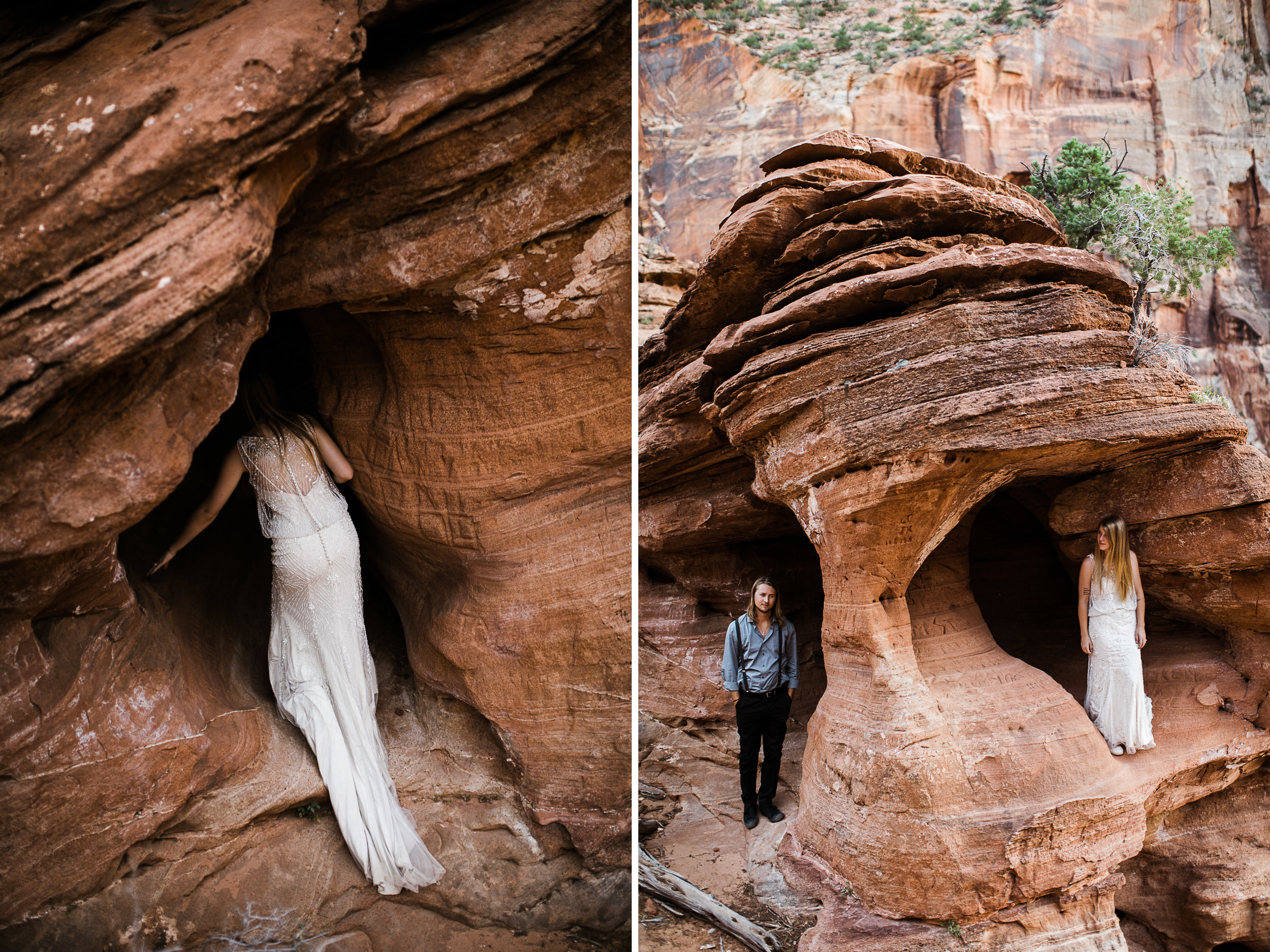 las vegas elopement at the neon museum | bhldn bride | sunset wedding portraits at zion national park | utah adventure wedding photographer | the hearnes adventure photography | www.thehearnes.com