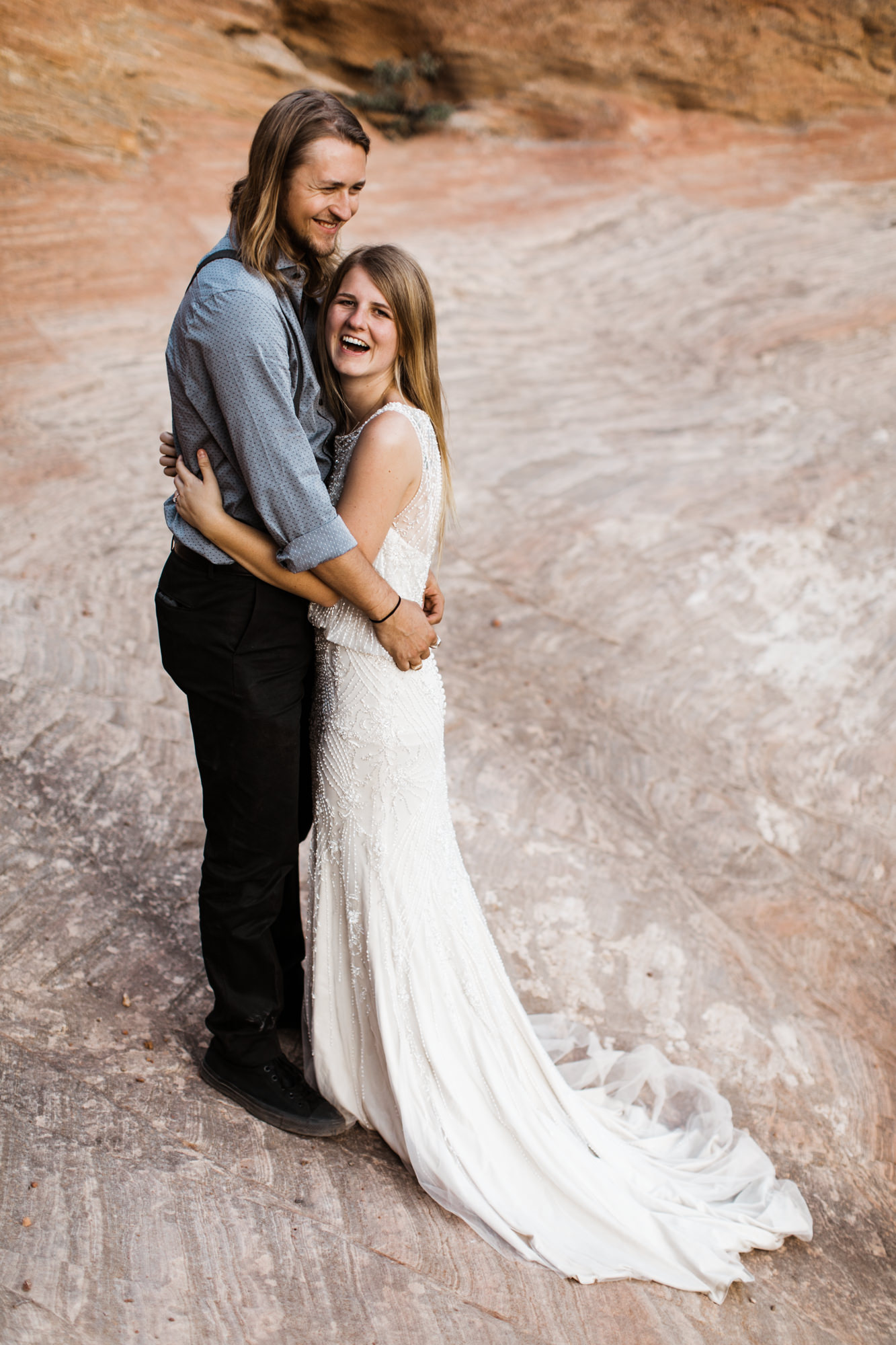 las vegas elopement at the neon museum | bhldn bride | sunset wedding portraits at zion national park | utah adventure wedding photographer | the hearnes adventure photography | www.thehearnes.com