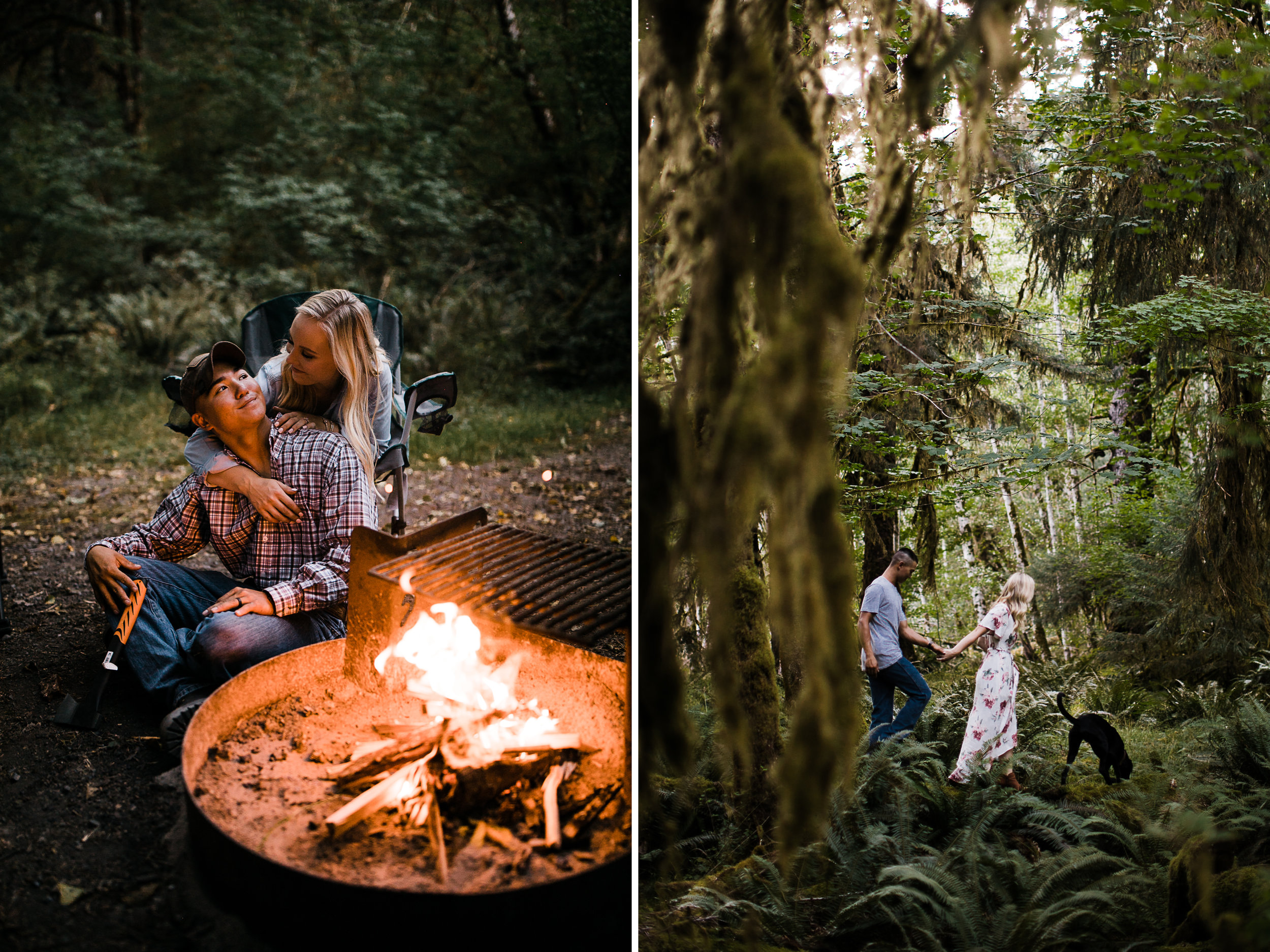 morgan + alex's engagement session in olympic national park | hoh rainforest campsite session | washington adventure wedding photographer
