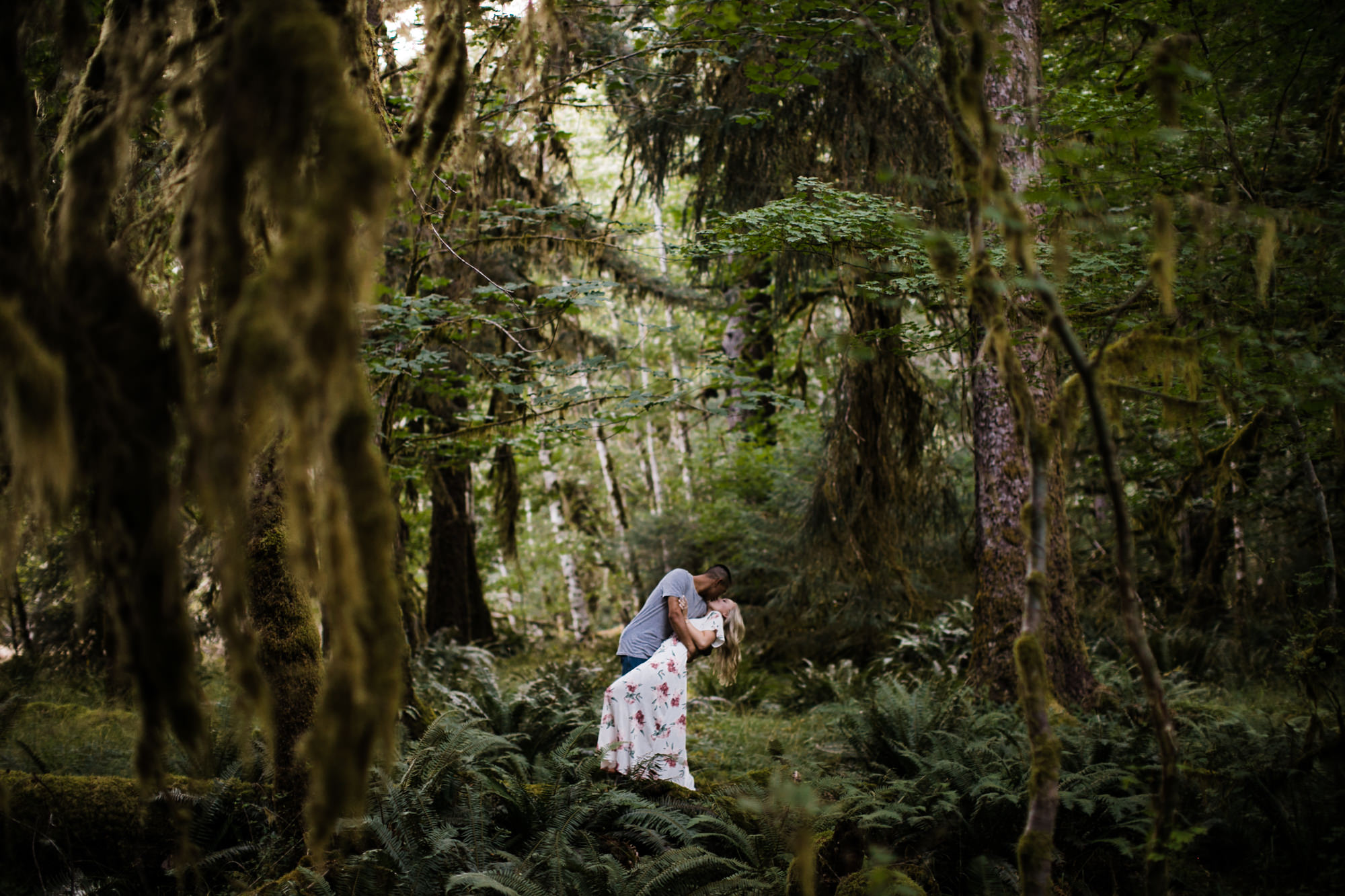 morgan + alex's engagement session in olympic national park | hoh rainforest campsite session | washington adventure wedding photographer