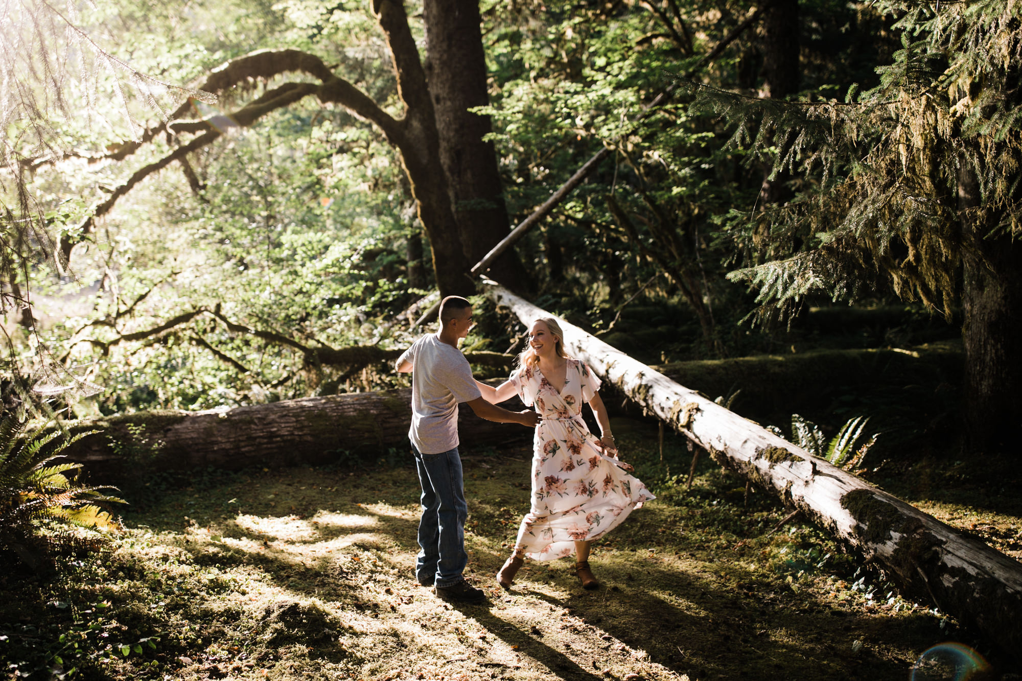 morgan + alex's engagement session in olympic national park | hoh rainforest campsite session | washington adventure wedding photographer