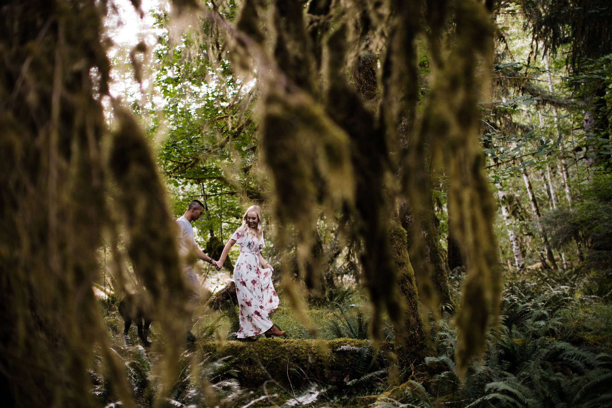 morgan + alex's engagement session in olympic national park | hoh rainforest campsite session | washington adventure wedding photographer