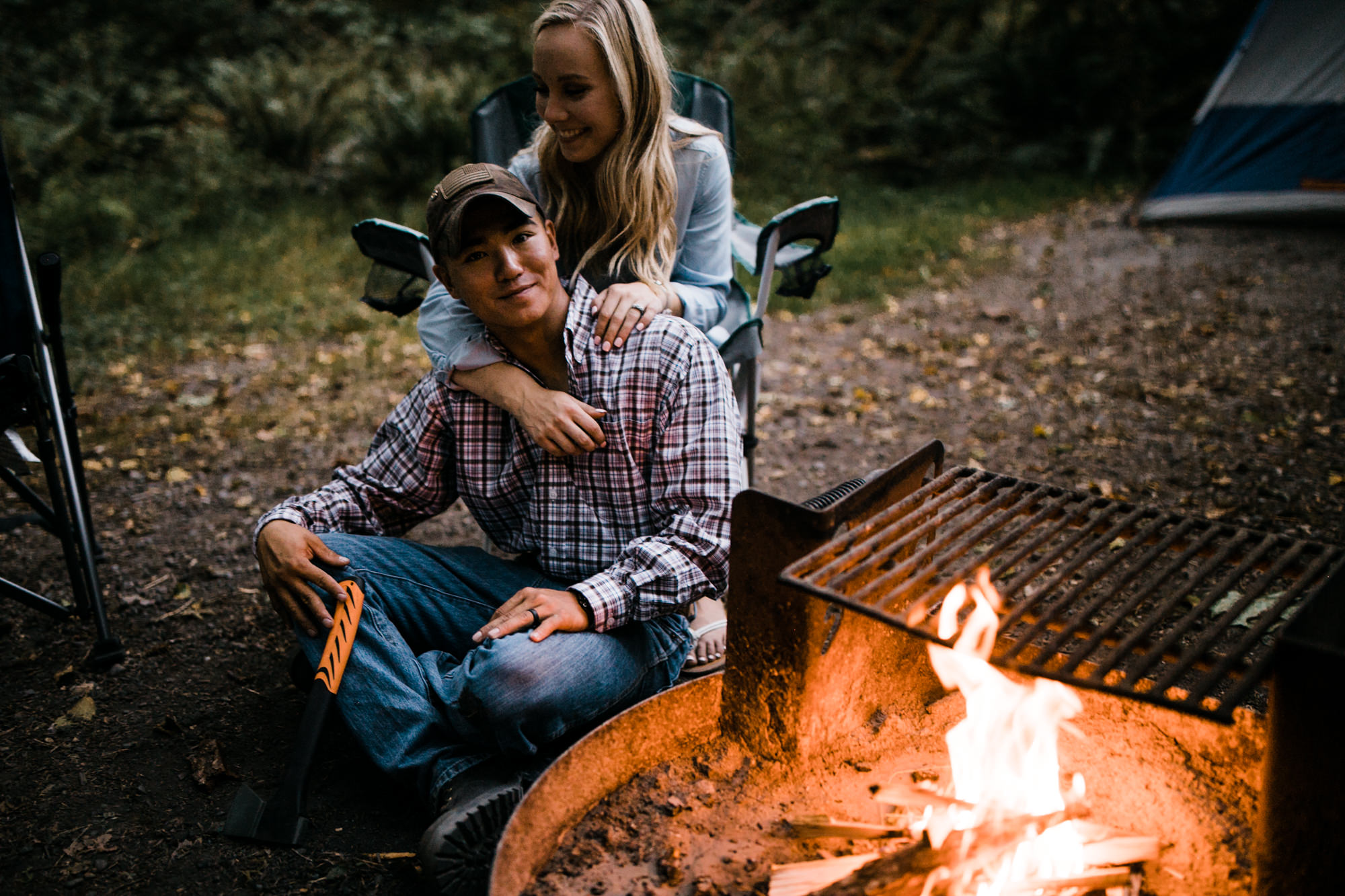 morgan + alex's engagement session in olympic national park | hoh rainforest campsite session | washington adventure wedding photographer