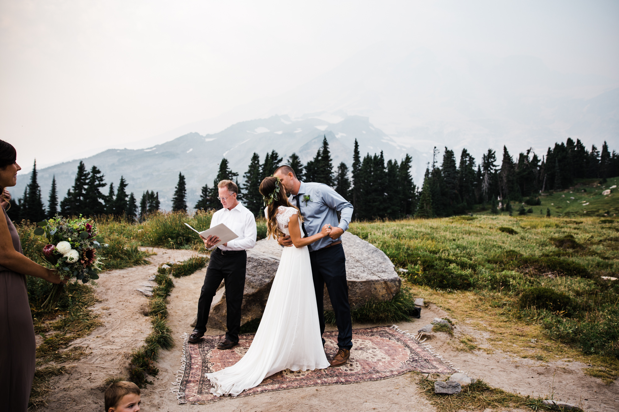 erin + ryan's intimate wedding in mount rainier national park | washington adventure elopement photographer | BHLDN adventurous mountain bride | the hearnes adventure photography | www.thehearnes.com