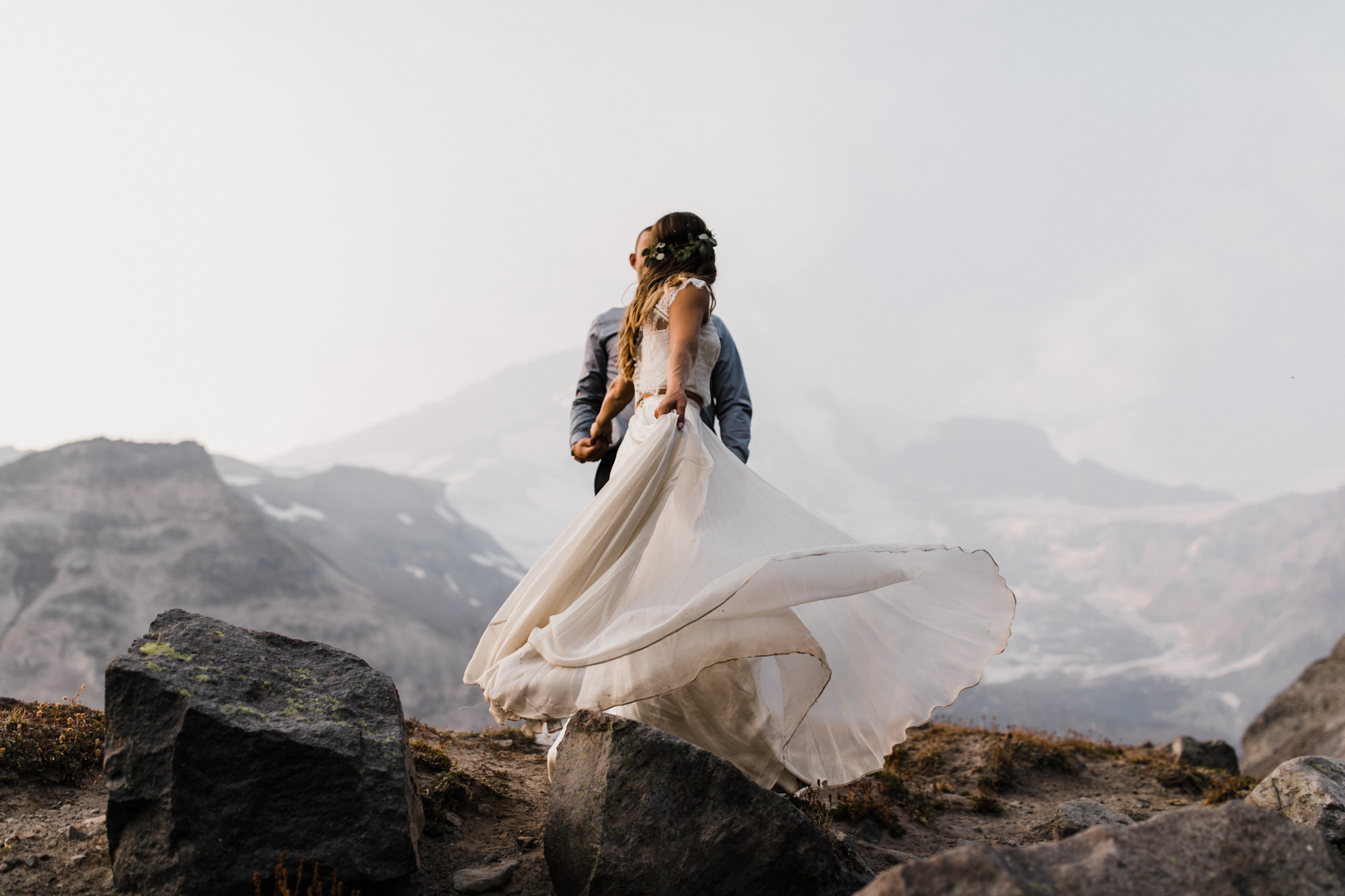 erin + ryan's intimate wedding in mount rainier national park | washington adventure elopement photographer | BHLDN adventurous mountain bride | the hearnes adventure photography | www.thehearnes.com