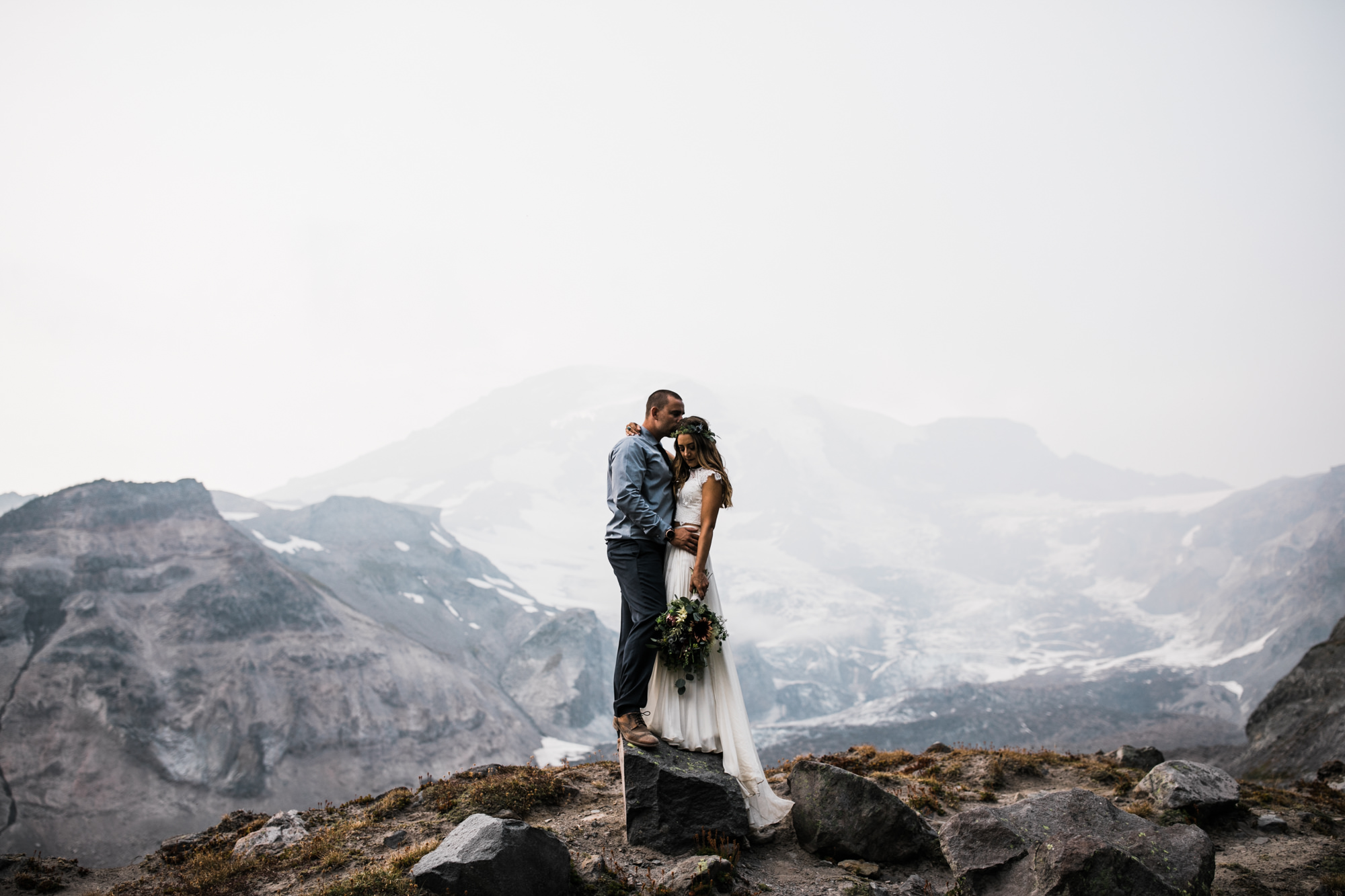 erin + ryan's intimate wedding in mount rainier national park | washington adventure elopement photographer | BHLDN adventurous mountain bride | the hearnes adventure photography | www.thehearnes.com