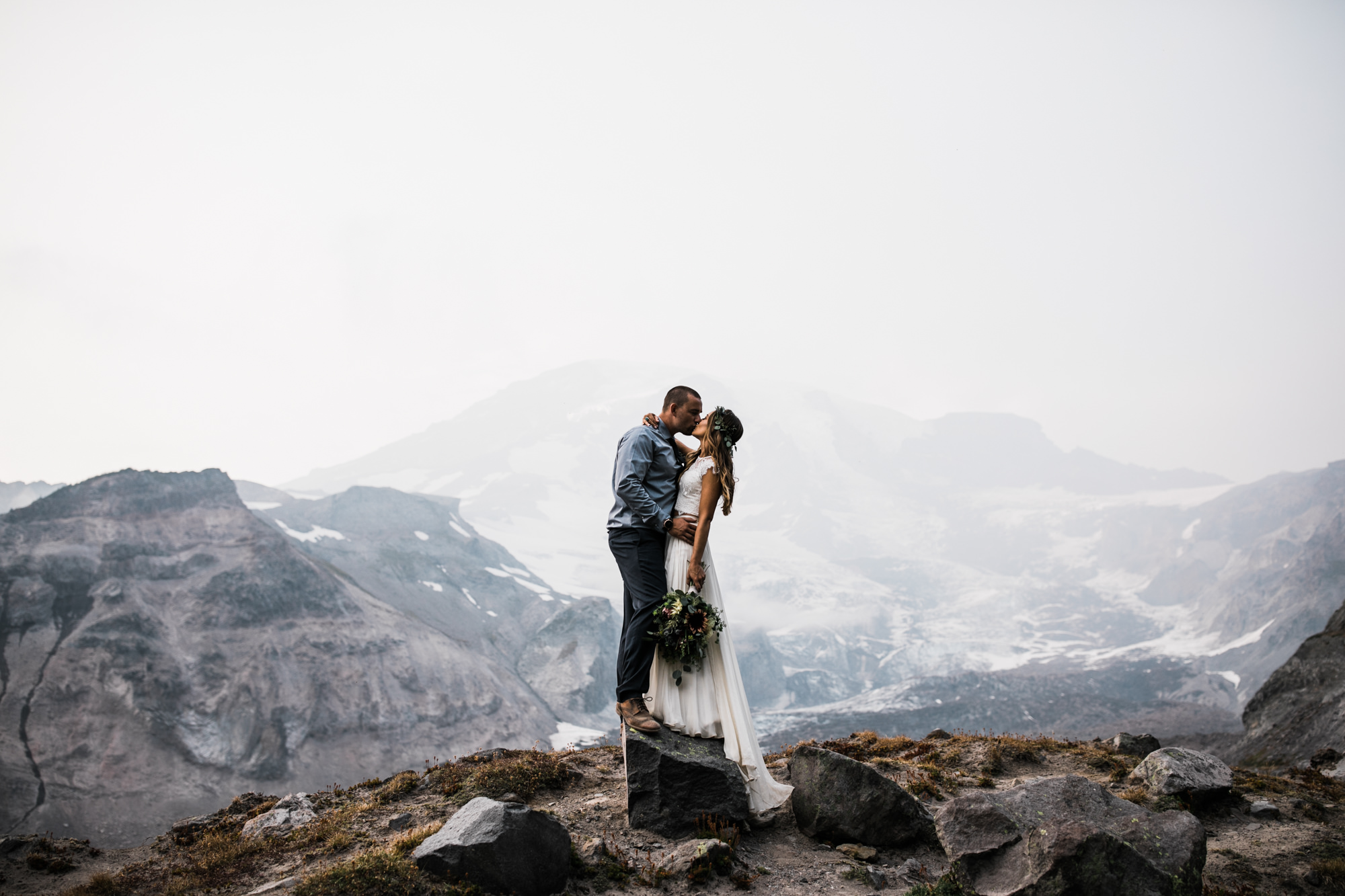 erin + ryan's intimate wedding in mount rainier national park | washington adventure elopement photographer | BHLDN adventurous mountain bride | the hearnes adventure photography | www.thehearnes.com