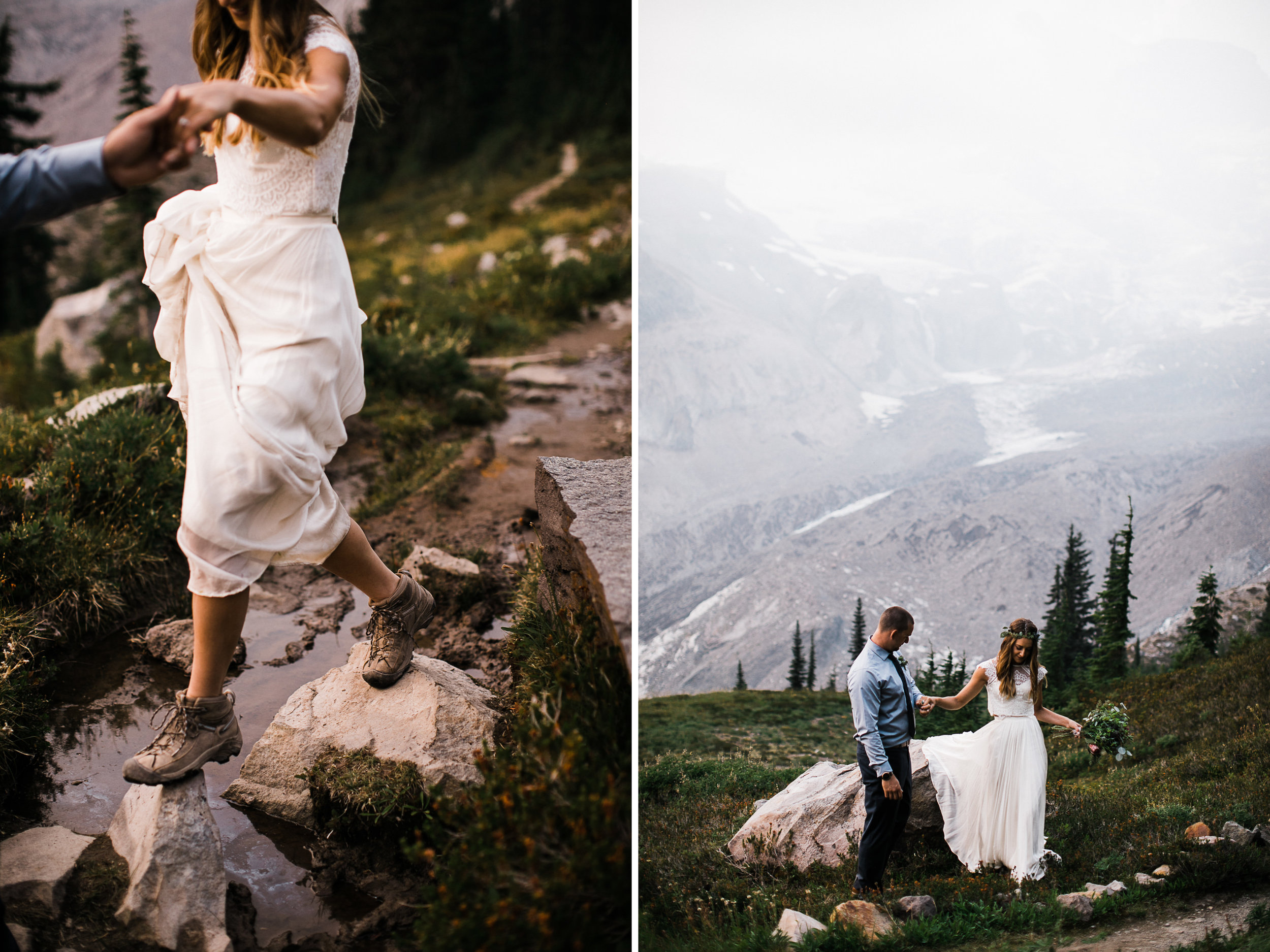erin + ryan's intimate wedding in mount rainier national park | washington adventure elopement photographer | BHLDN adventurous mountain bride | the hearnes adventure photography | www.thehearnes.com