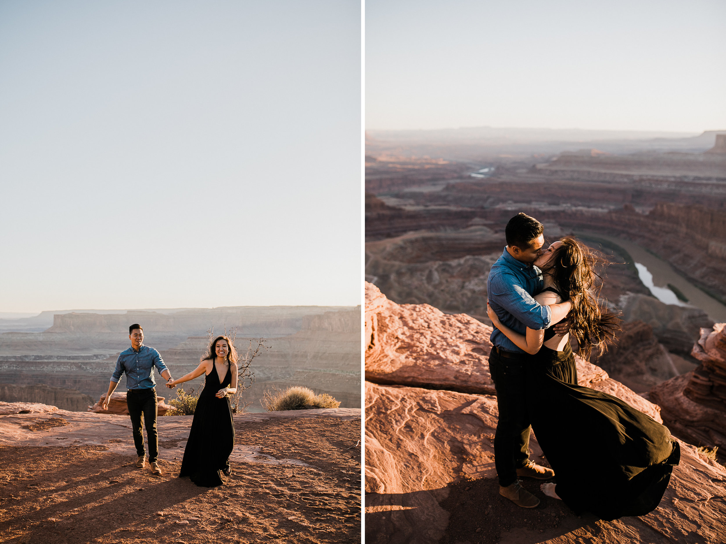 TAMI + ETHAN'S ADVENTUROUS DESERT ENGAGEMENT SESSION | DEAD HORSE POINT STATE PARK | UTAH ELOPEMENT PHOTOGRAPHER | the hearnes adventure photography | www.thehearnes.com