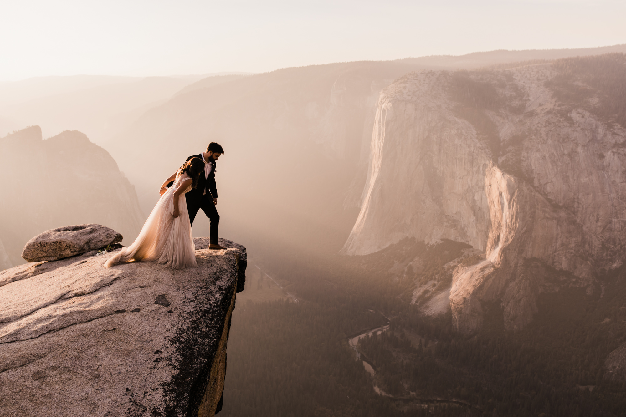 adventurous yosemite elopement | sunrise at glacier point | sunset wedding ceremony at taft point | destination elopement photographer | the hearnes adventure photography | www.thehearnes.com