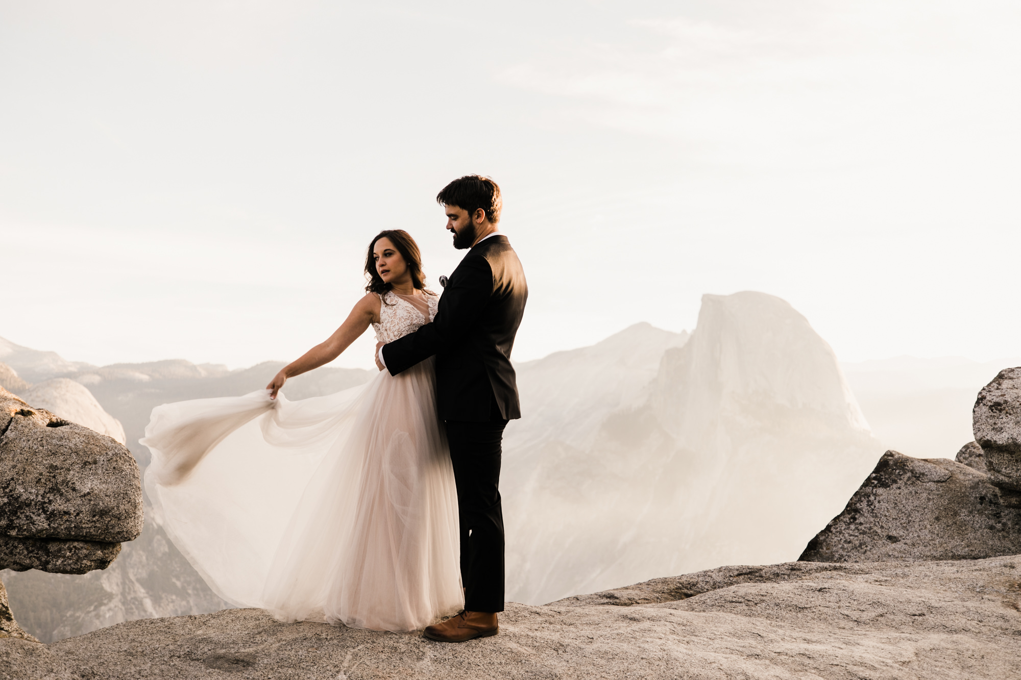 adventurous yosemite elopement | sunrise at glacier point | sunset wedding ceremony at taft point | destination elopement photographer | the hearnes adventure photography | www.thehearnes.com