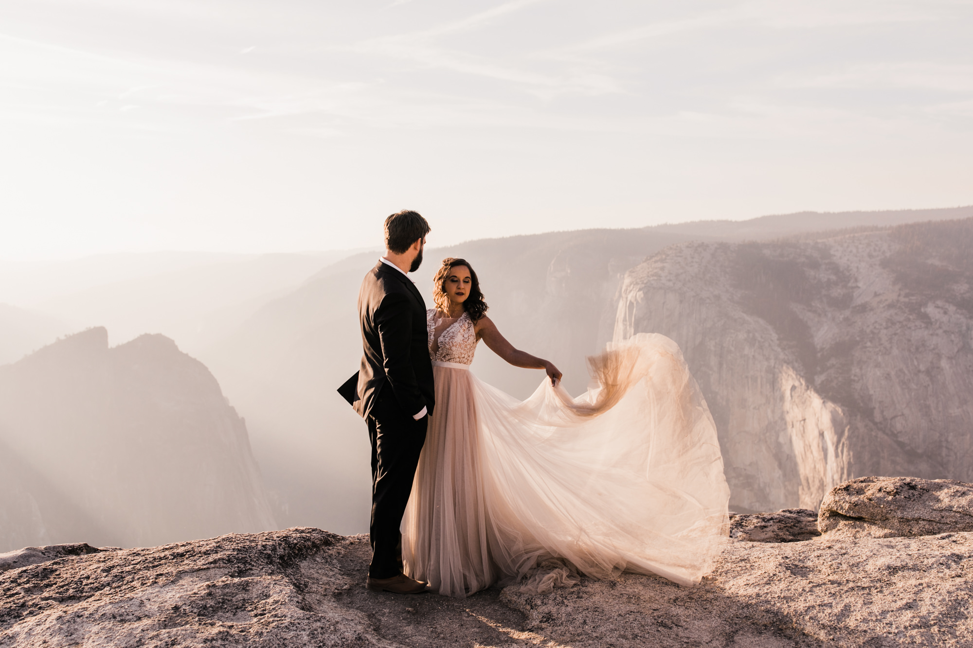 adventurous yosemite elopement | sunrise at glacier point | sunset wedding ceremony at taft point | destination elopement photographer | the hearnes adventure photography | www.thehearnes.com