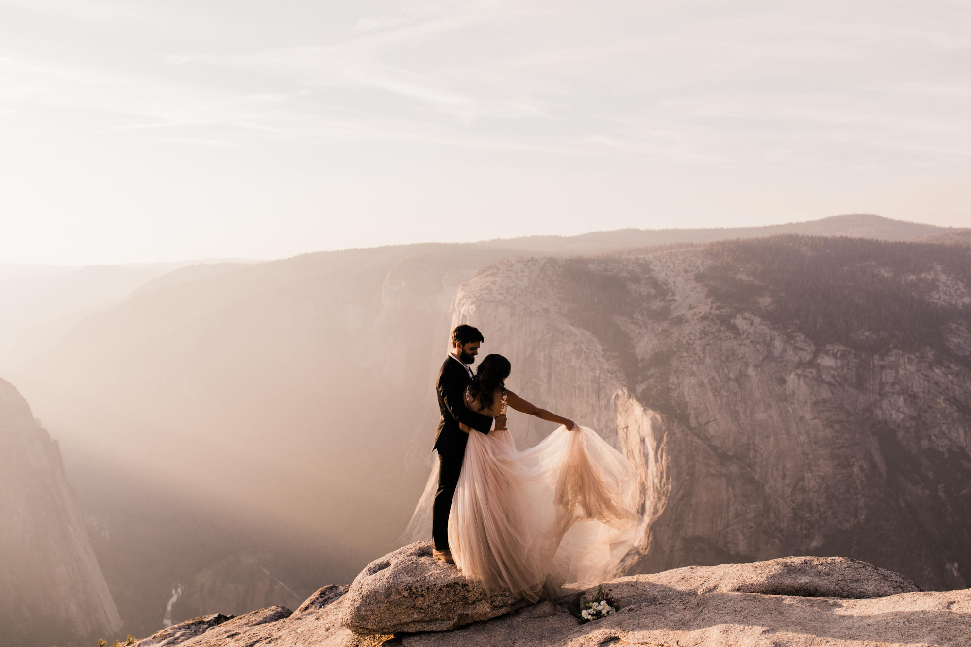 adventurous yosemite elopement | sunrise at glacier point | sunset wedding ceremony at taft point | destination elopement photographer | the hearnes adventure photography | www.thehearnes.com