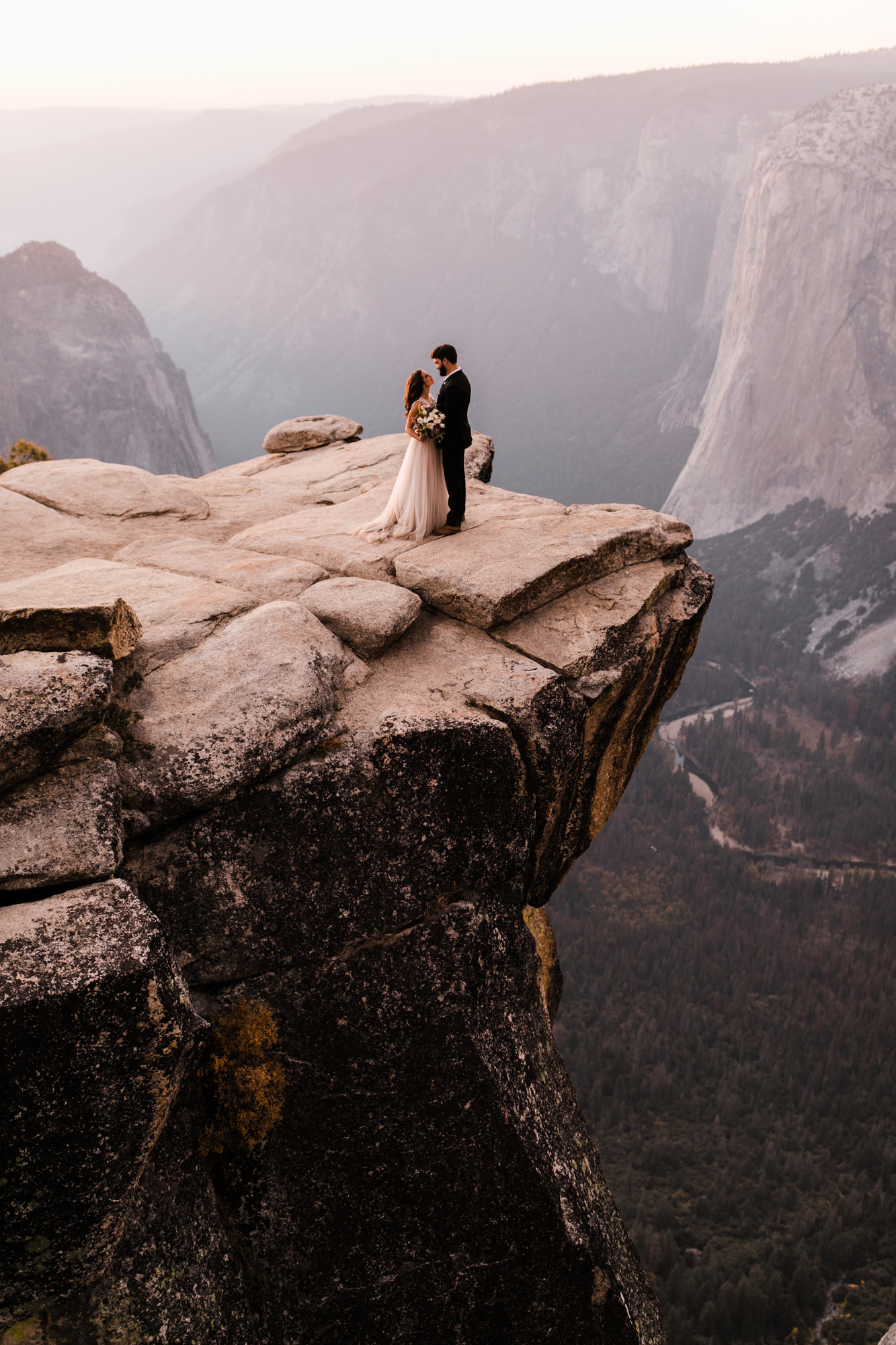 adventurous yosemite elopement | sunrise at glacier point | sunset wedding ceremony at taft point | destination elopement photographer | the hearnes adventure photography | www.thehearnes.com