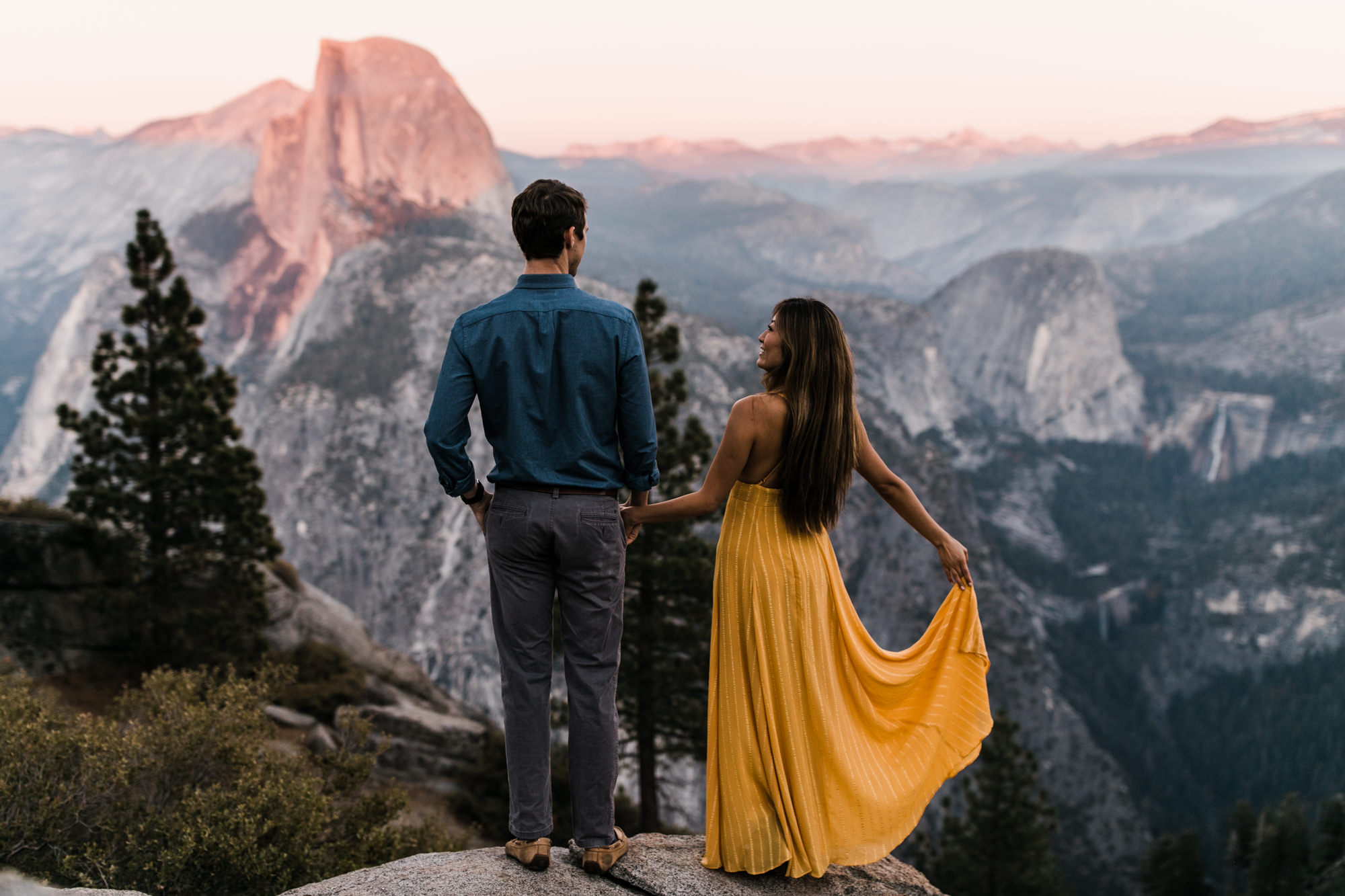 meng + matt's adventurous glacier point engagement session | yosemite national park | california adventure elopement photographer | the hearnes adventure photography | www.thehearnes.com