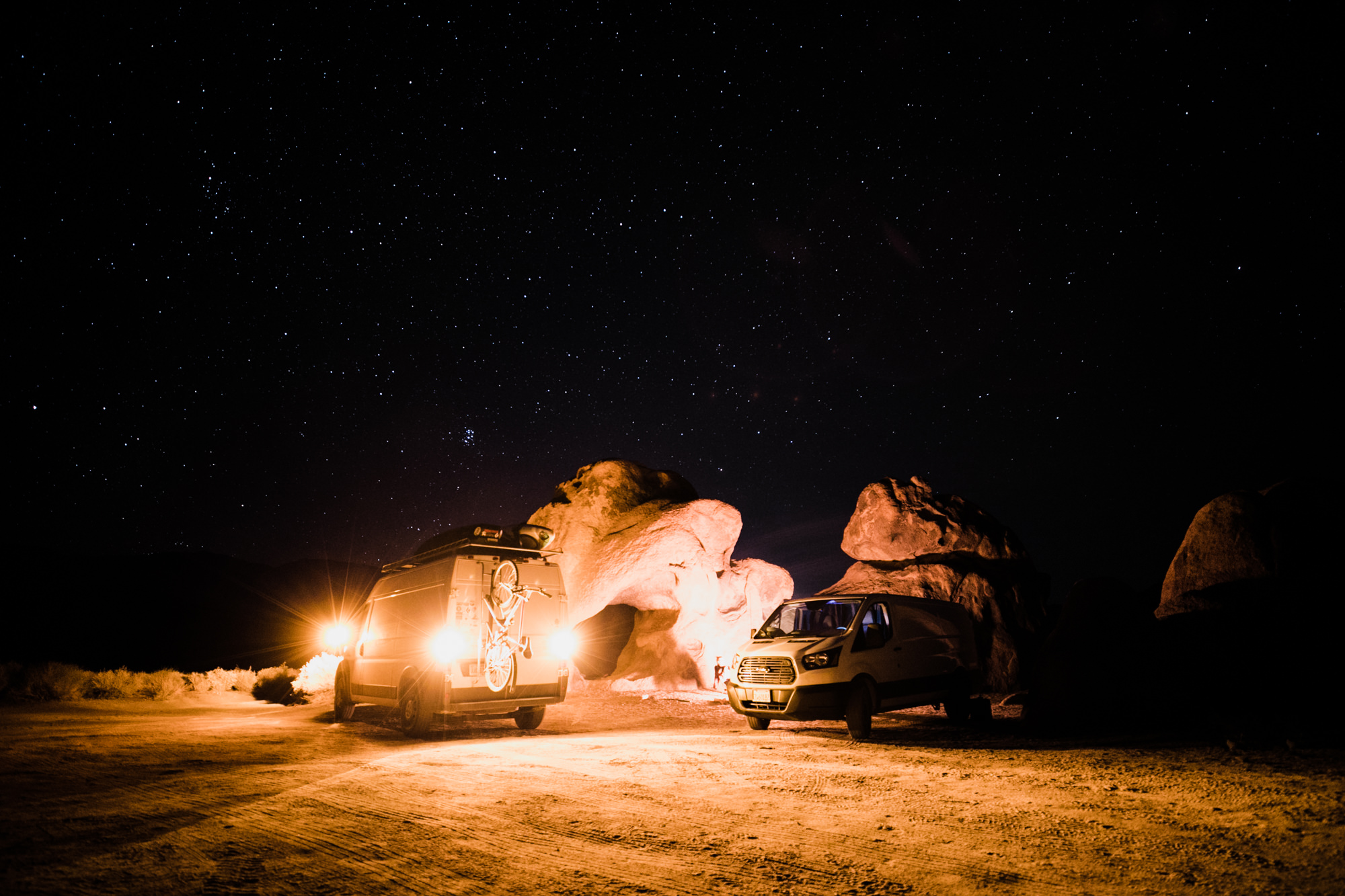 hannah + jason's adventurous camp site engagement session | van life in the eastern sierra | california adventure elopement photographer | the hearnes adventure photography | www.thehearnes.com