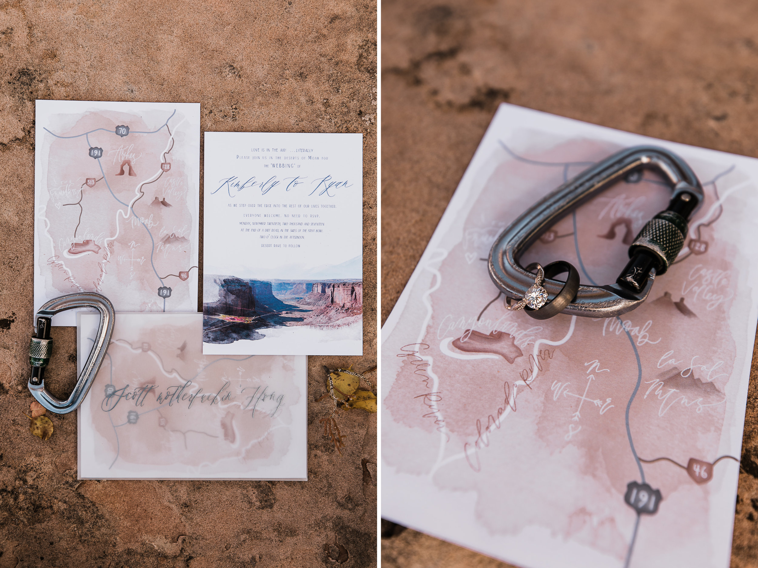 spacenet wedding 400 feet above a canyon in moab, utah | adventurous desert elopement | galia lahav bride | the hearnes adventure wedding photography | www.thehearnes.com