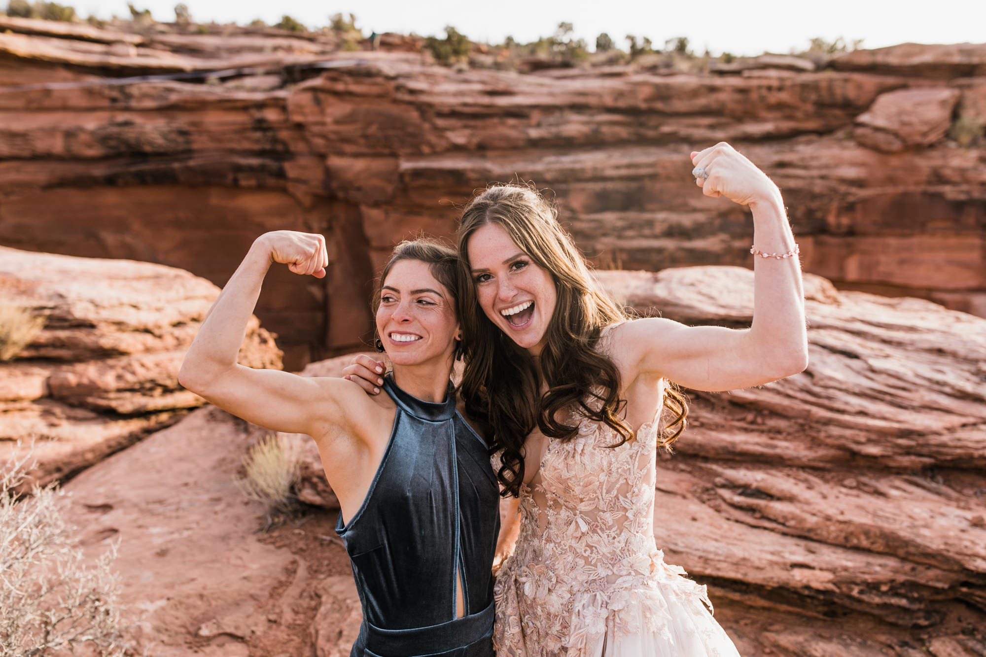 spacenet wedding 400 feet above a canyon in moab, utah | adventurous desert elopement | galia lahav bride | the hearnes adventure wedding photography | www.thehearnes.com