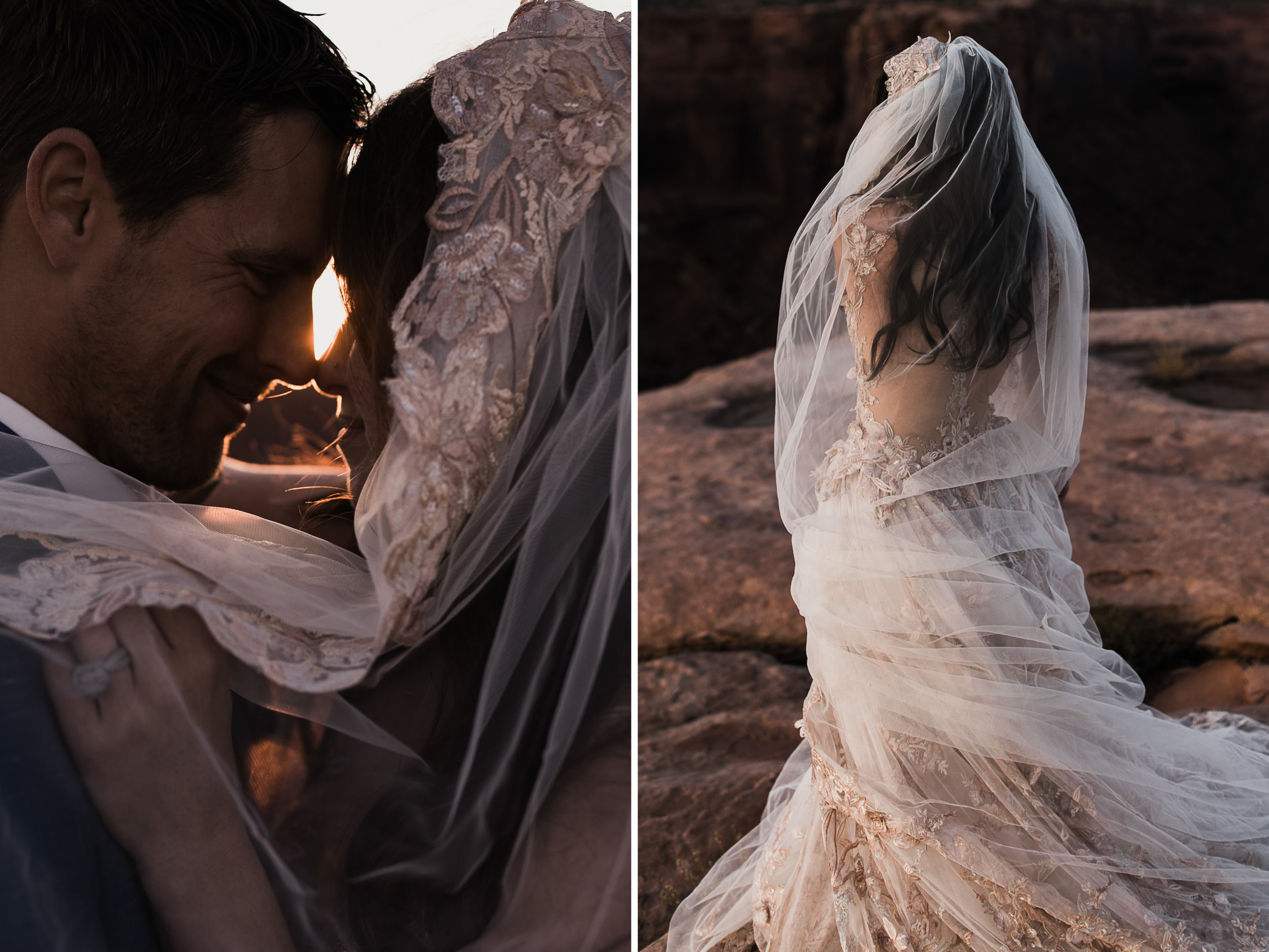 spacenet wedding 400 feet above a canyon in moab, utah | adventurous desert elopement | galia lahav bride | the hearnes adventure wedding photography | www.thehearnes.com