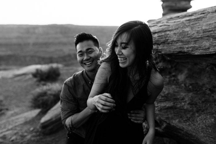 engagement photos in the moab desert  | moab utah elopement photographers | the hearnes adventure photography | www.thehearnes.com