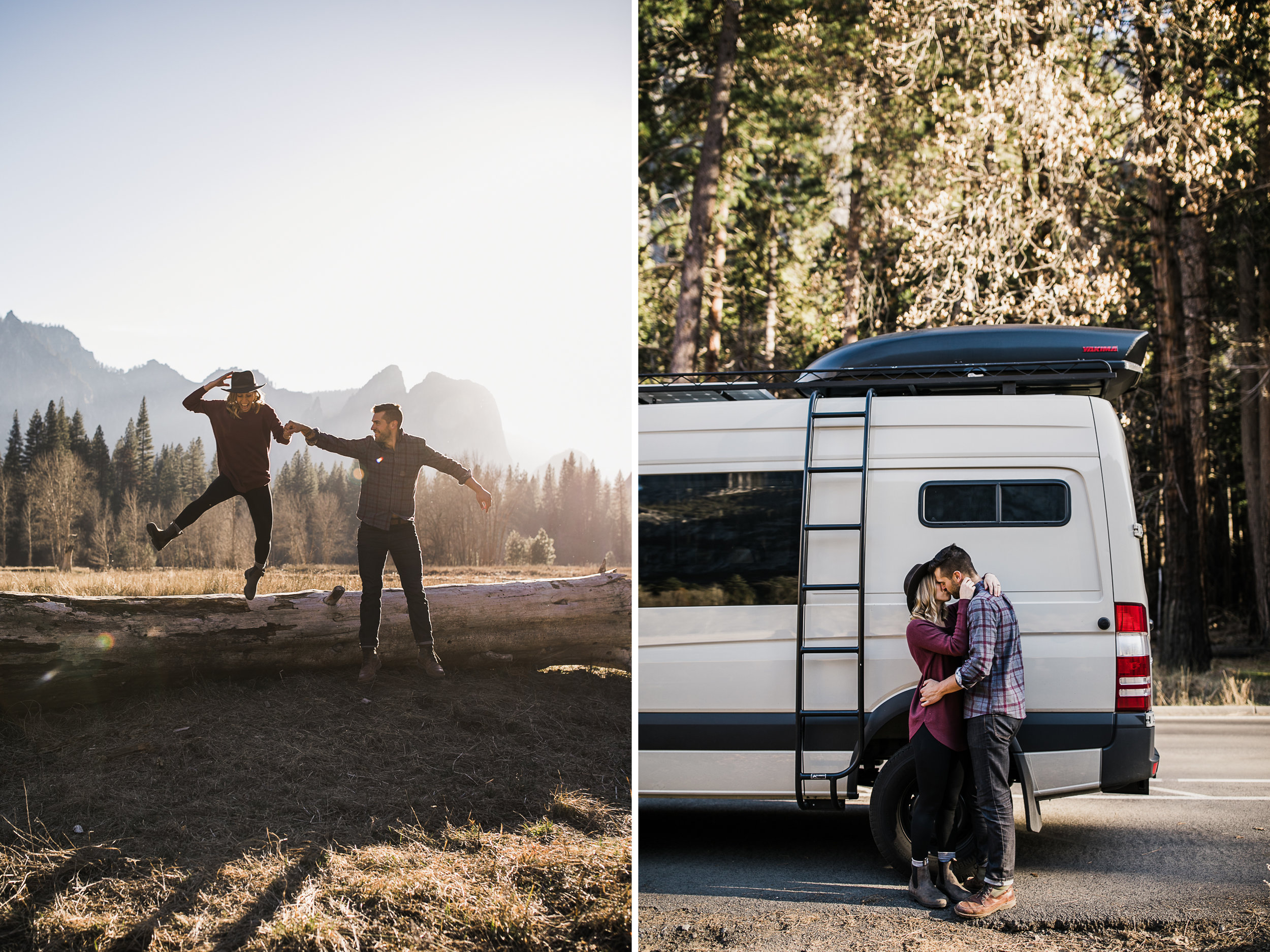 hannah + jason's van life engagement photos in yosemite | national park wedding photographer | the hearnes adventure photography | www.thehearnes.com