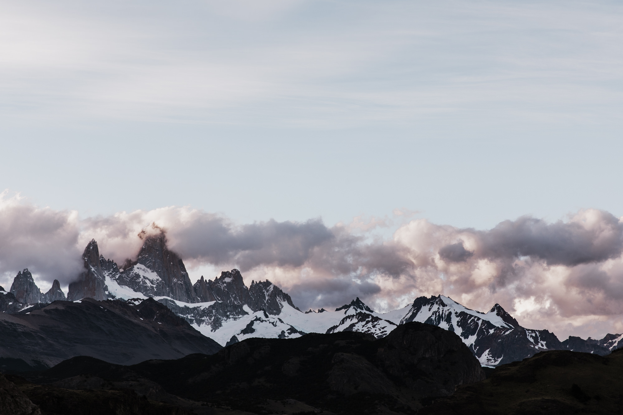 sunset + sunrise in el chalten, argentina | 24 hours of fitz roy | patagonia wedding + elopement photographers | the hearnes adventure photography | www.thehearnes.com